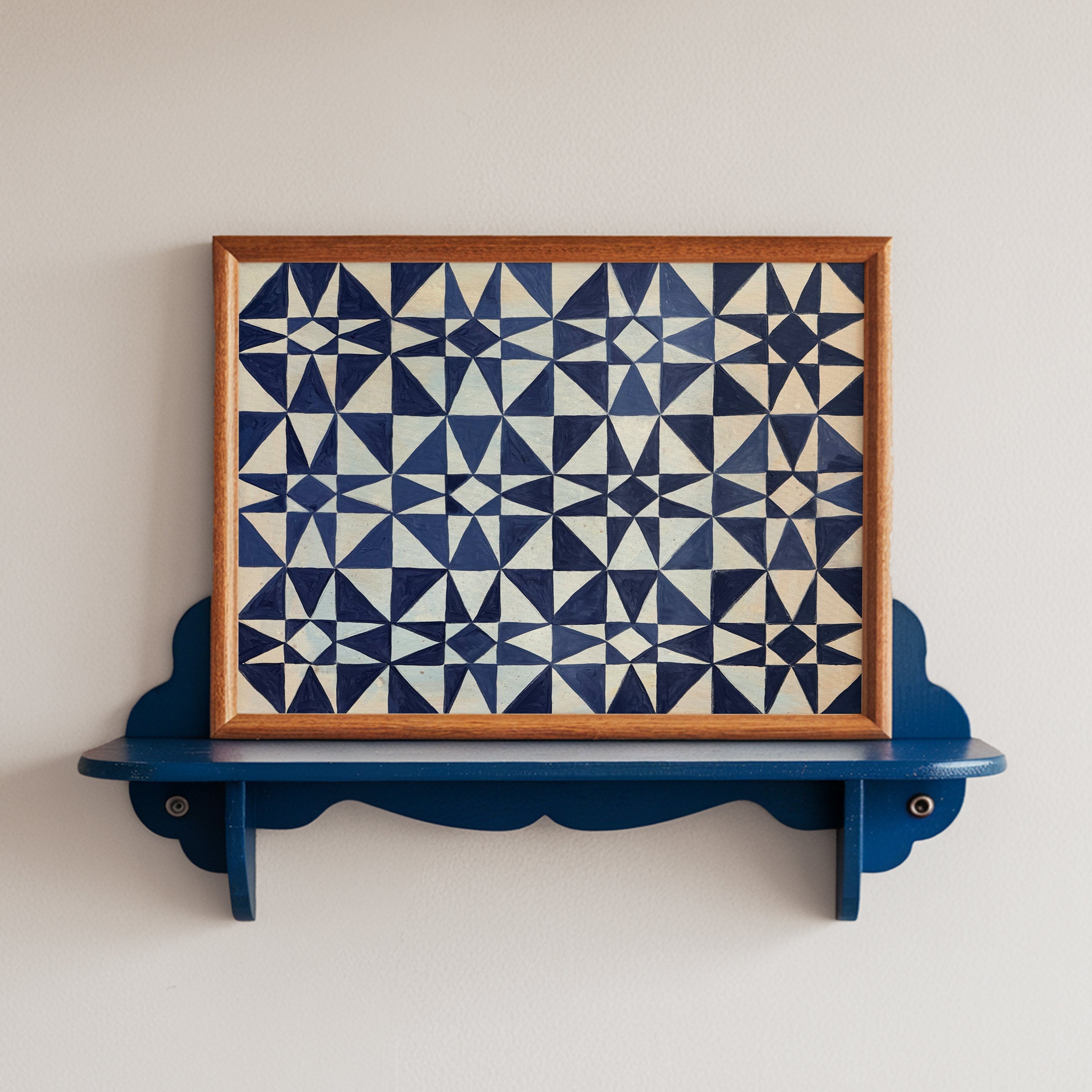 Indigo Star Luxe Quilt Art Print