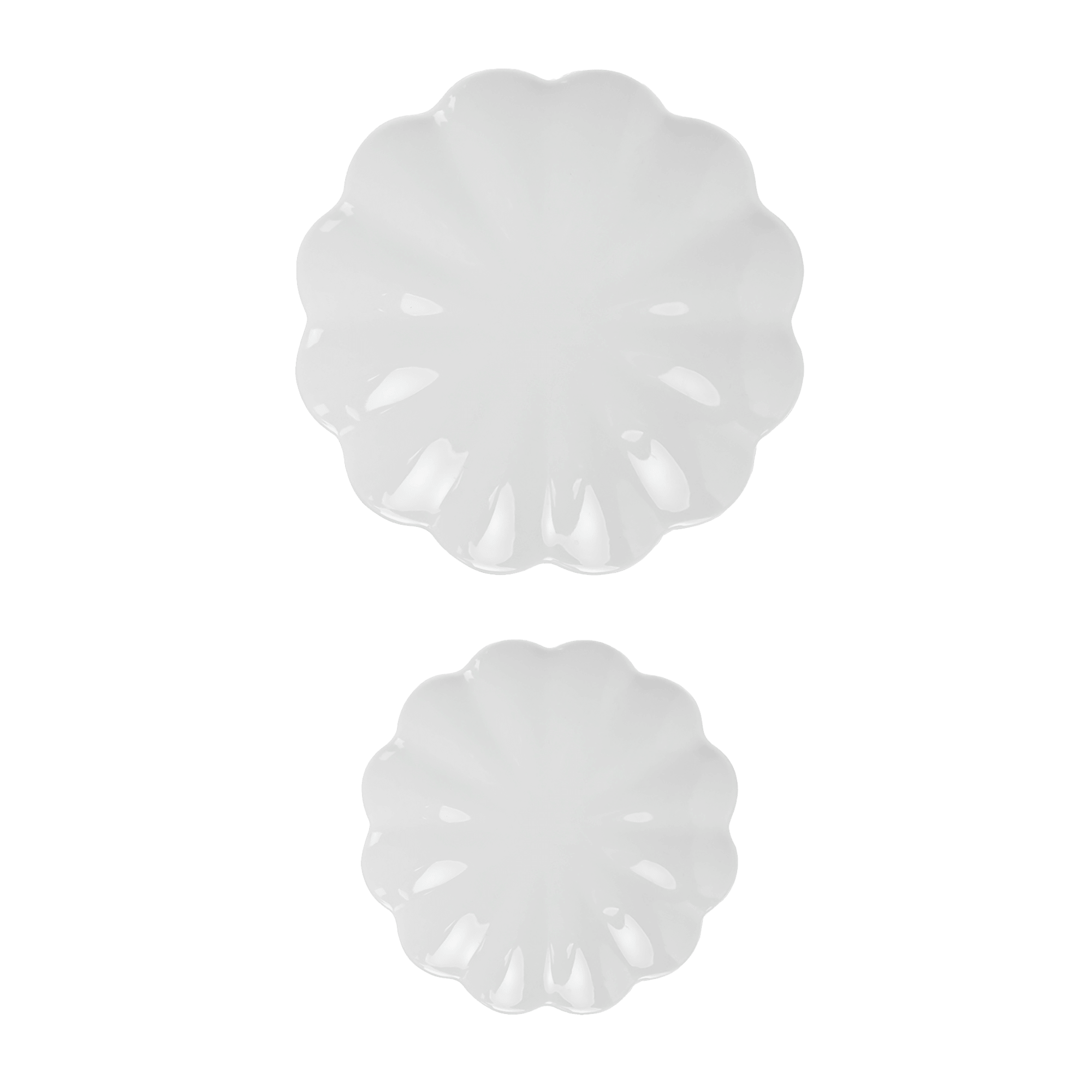 White Scalloped Serving Tray Set