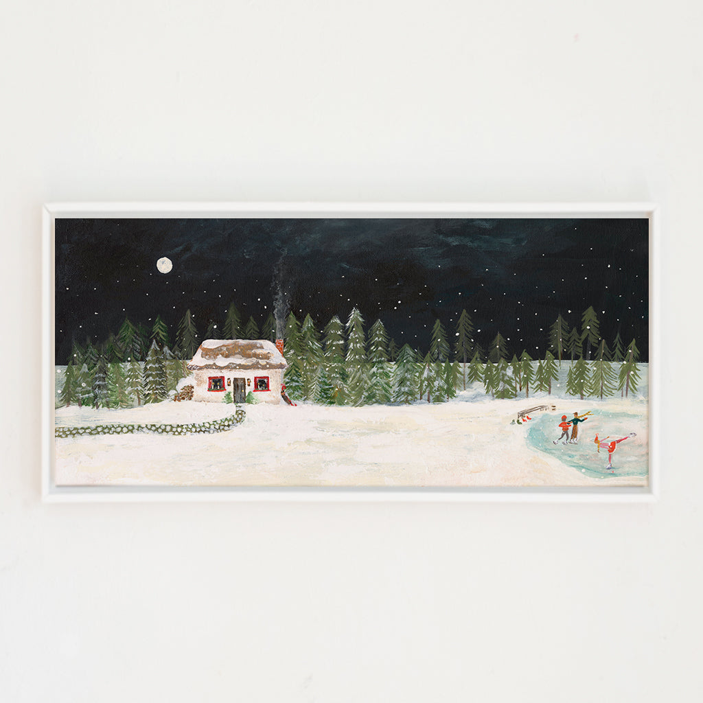 christmas cottage canvas