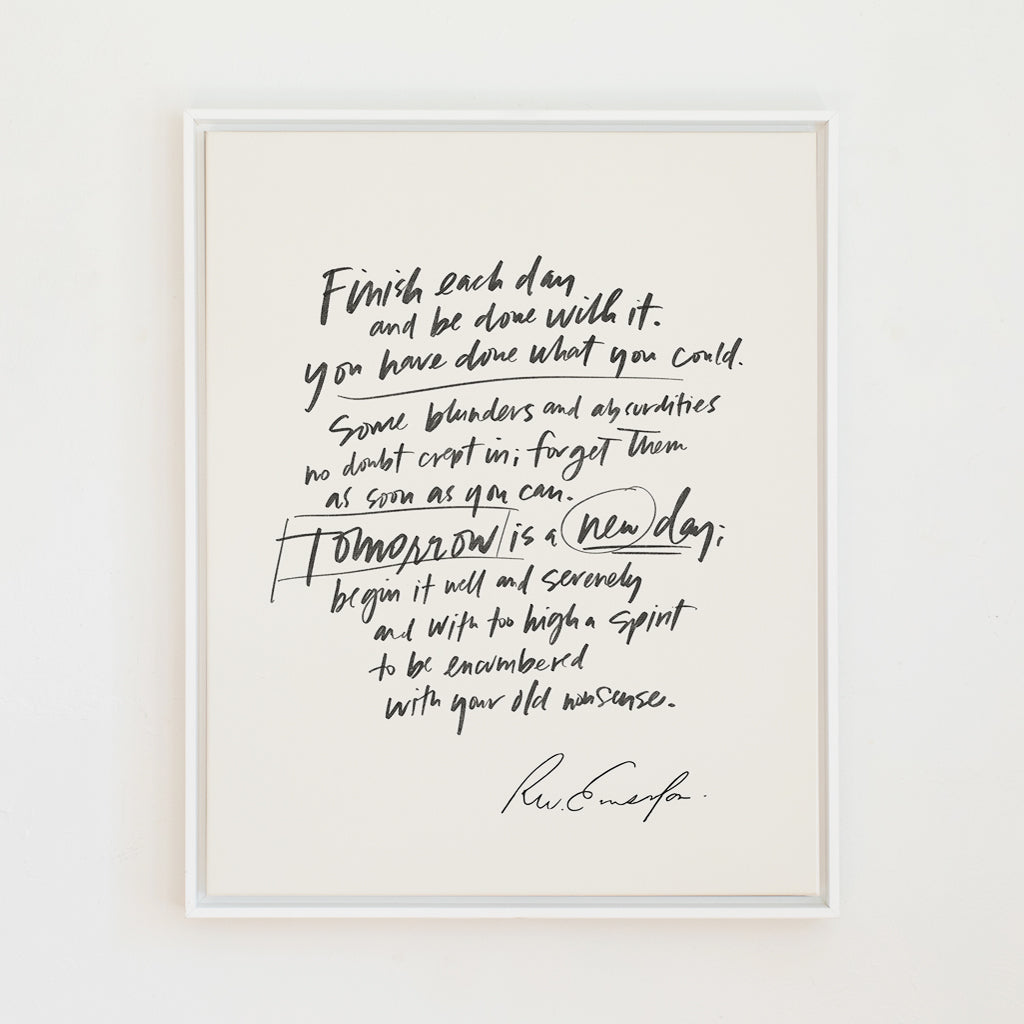 Finish Each Day (Emerson) in Lettering | Alabaster | Canvas