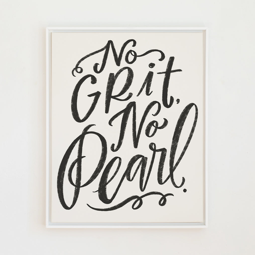 No Grit, No Pearl | Interior Navy | Canvas