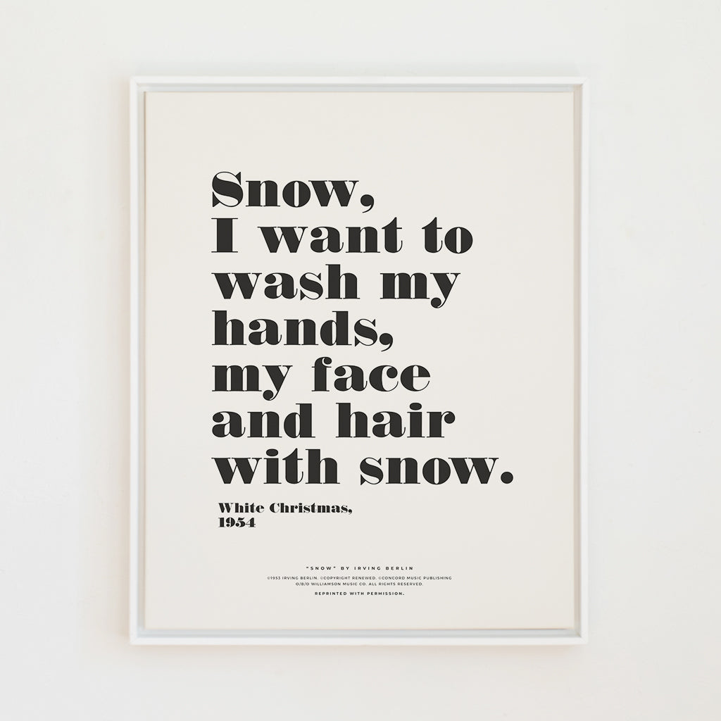Snow Snow Snow in Typography | Black | Canvas