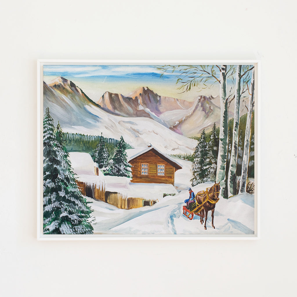 Snowy Cabin | Canvas