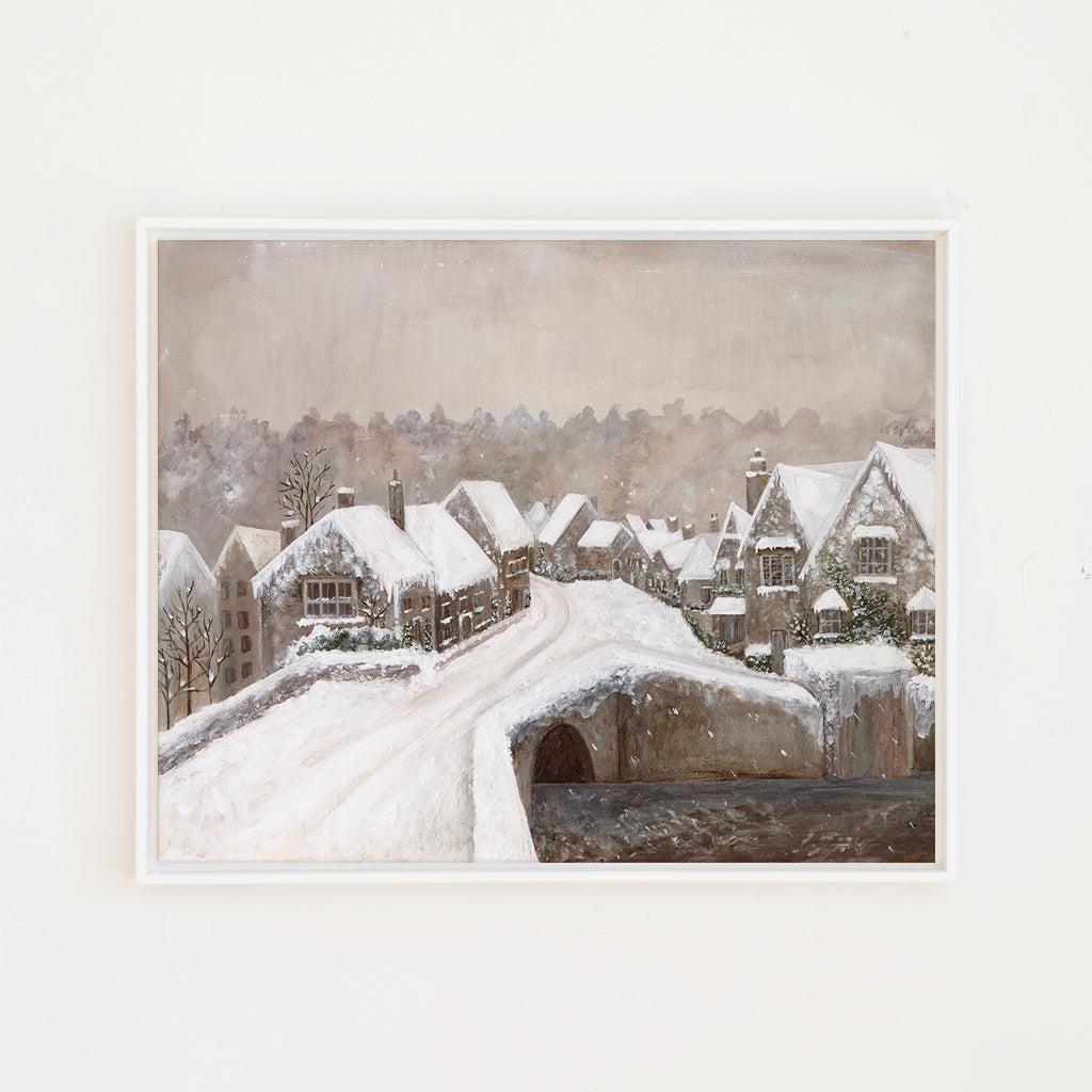 snuggled up village canvas