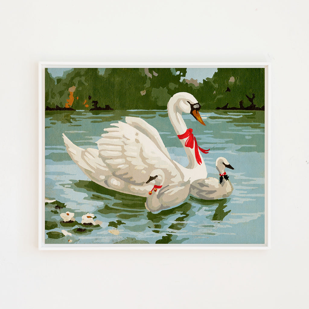 swans a swimming paint by number canvas