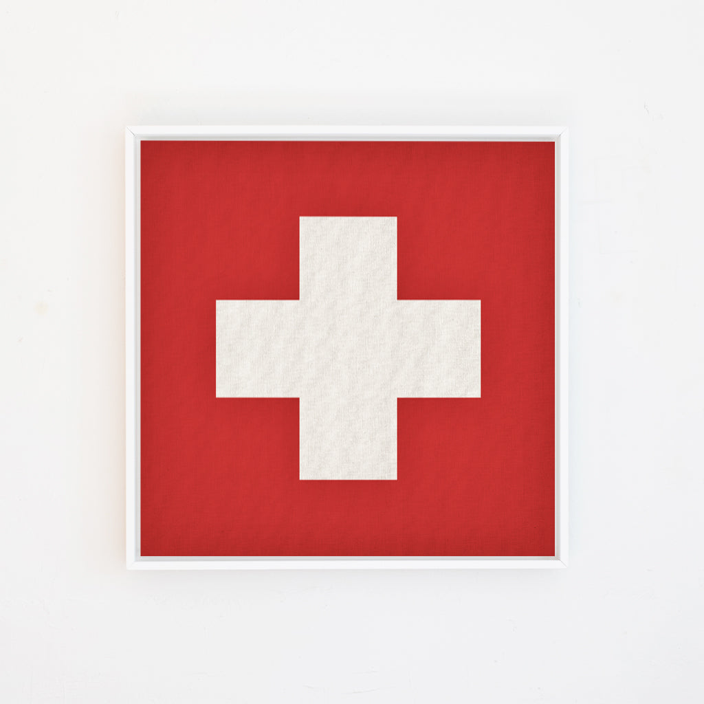 Swiss Cross Canvas Wall Art. Square