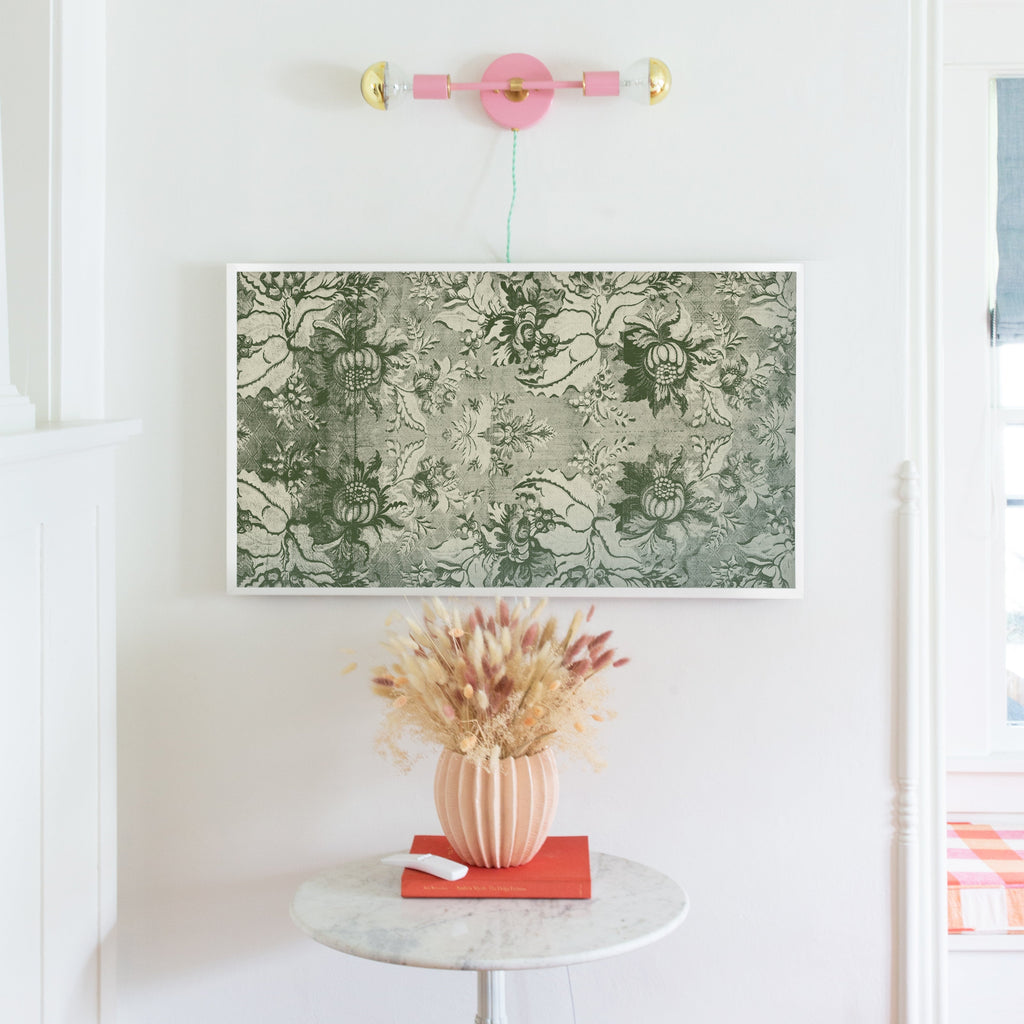 green folk flowers tapestry | frame tv design