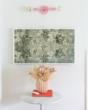 Green Folk Flowers Tapestry | Frame TV Design