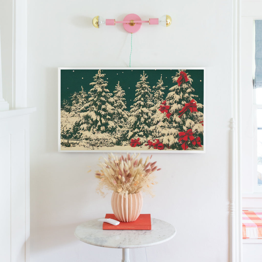 vintage christmas card in red | frame tv design