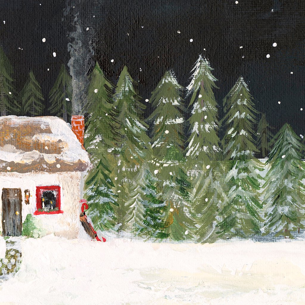 christmas cottage canvas