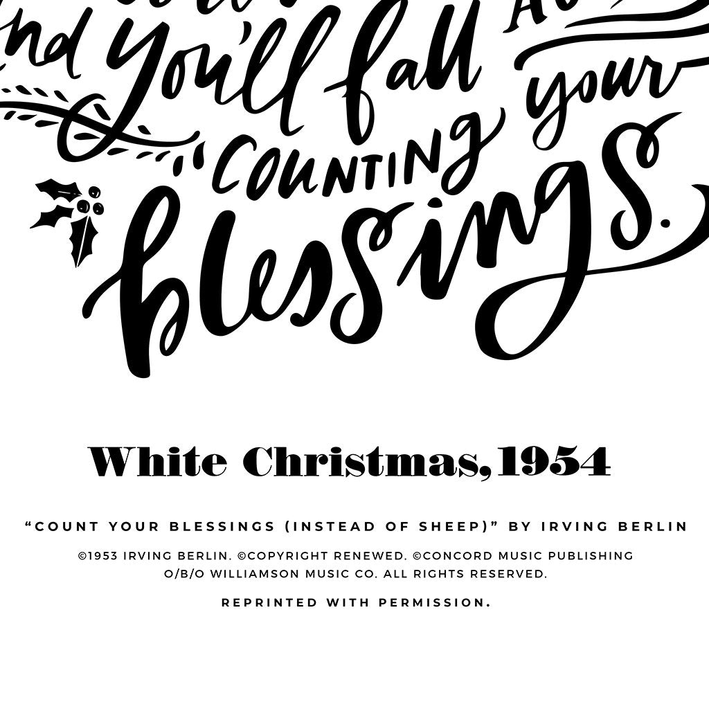 Count Your Blessings (White Christmas) | Warm Grey | Canvas
