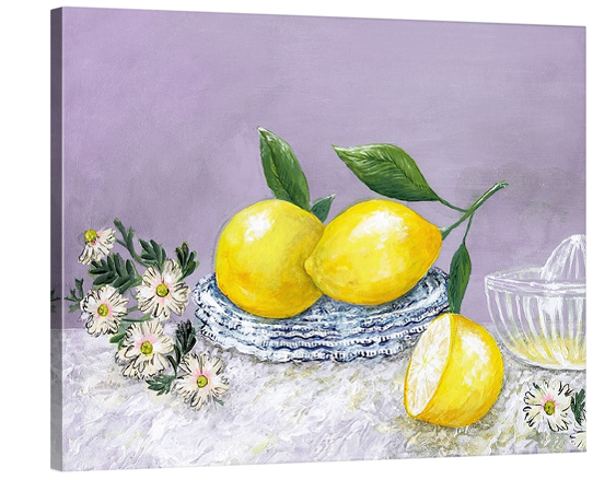 Lemons Still Life On Lavender