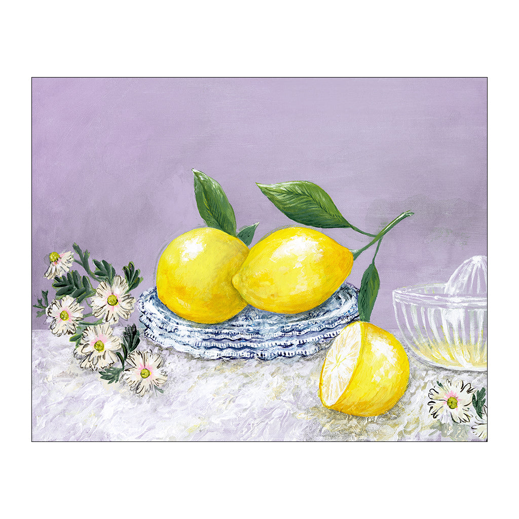 Lemons Still Life On Lavender