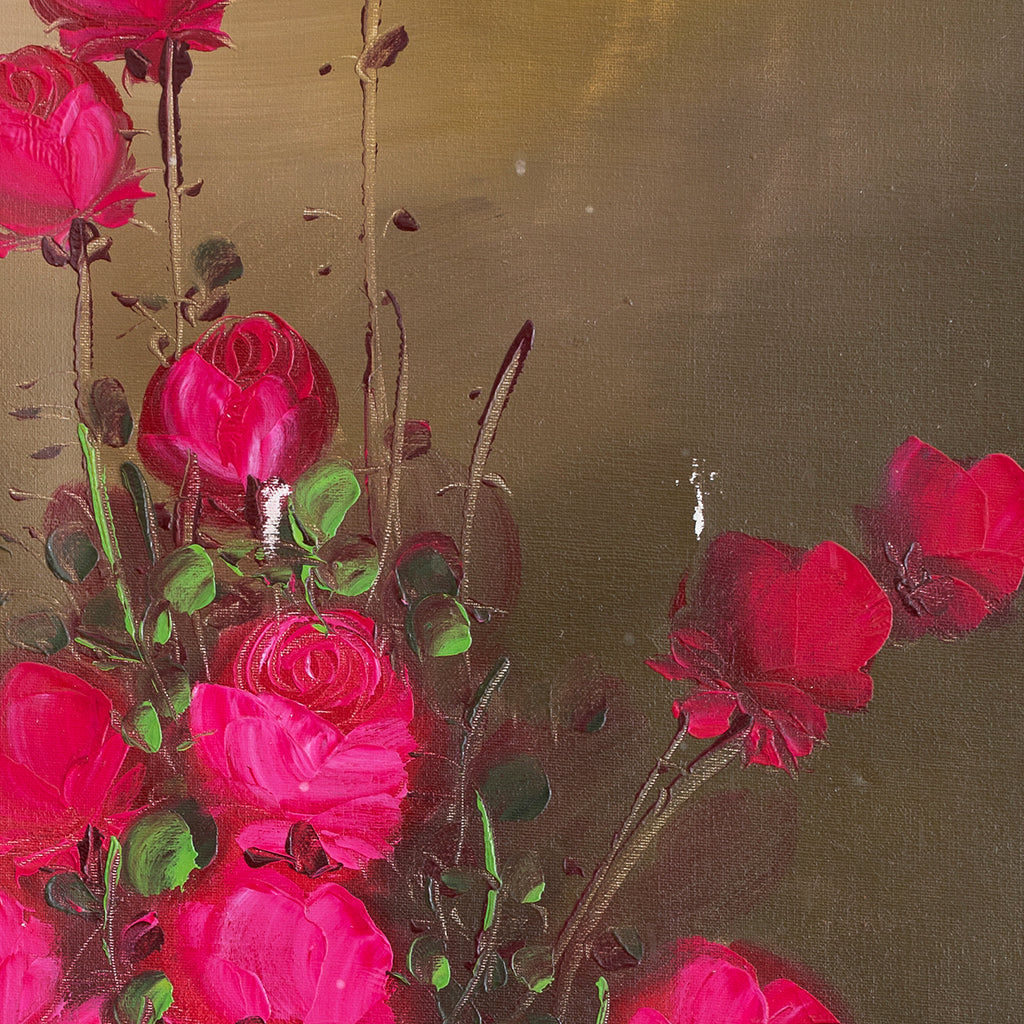 happy, moody roses canvas