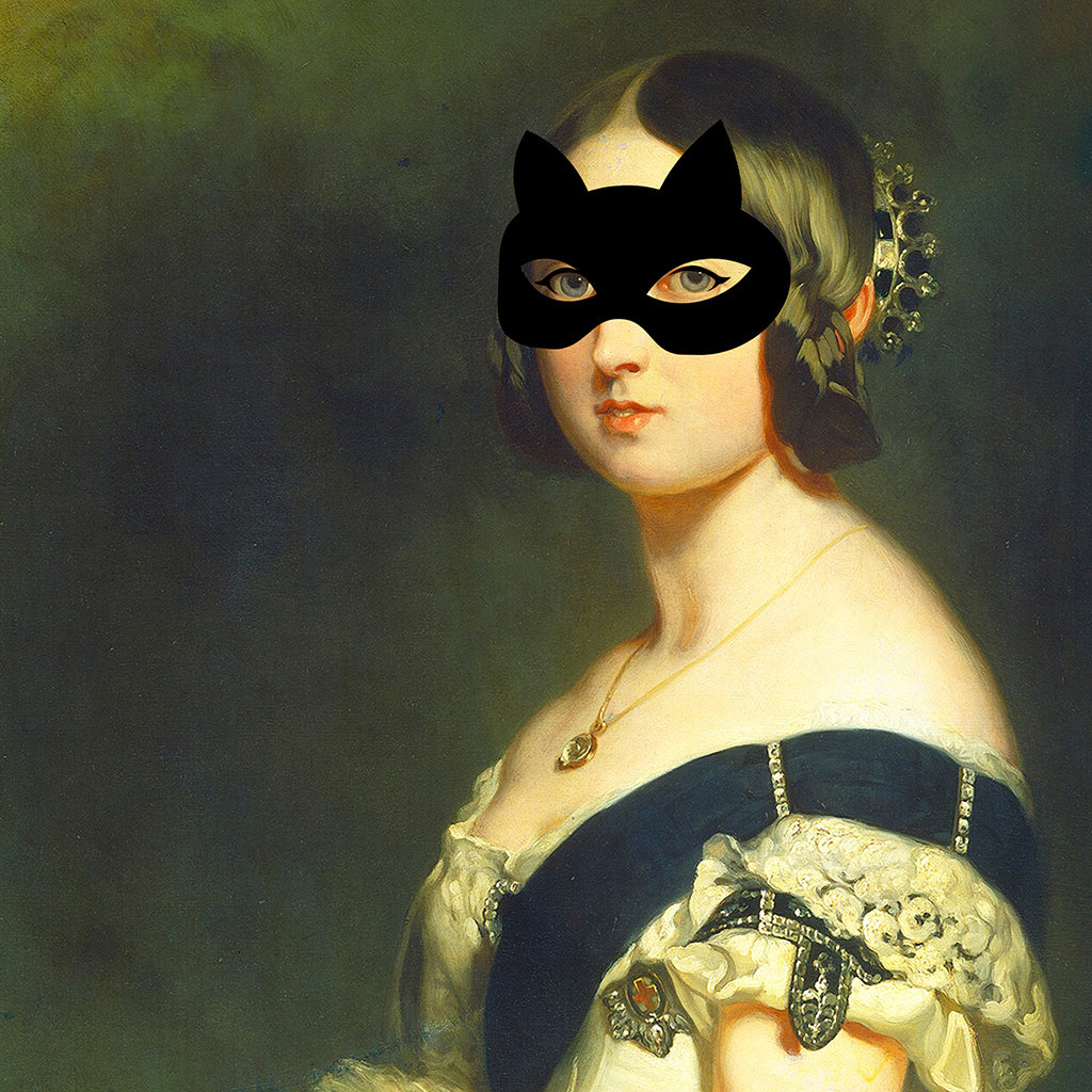 queen victoria & her cat mask canvas