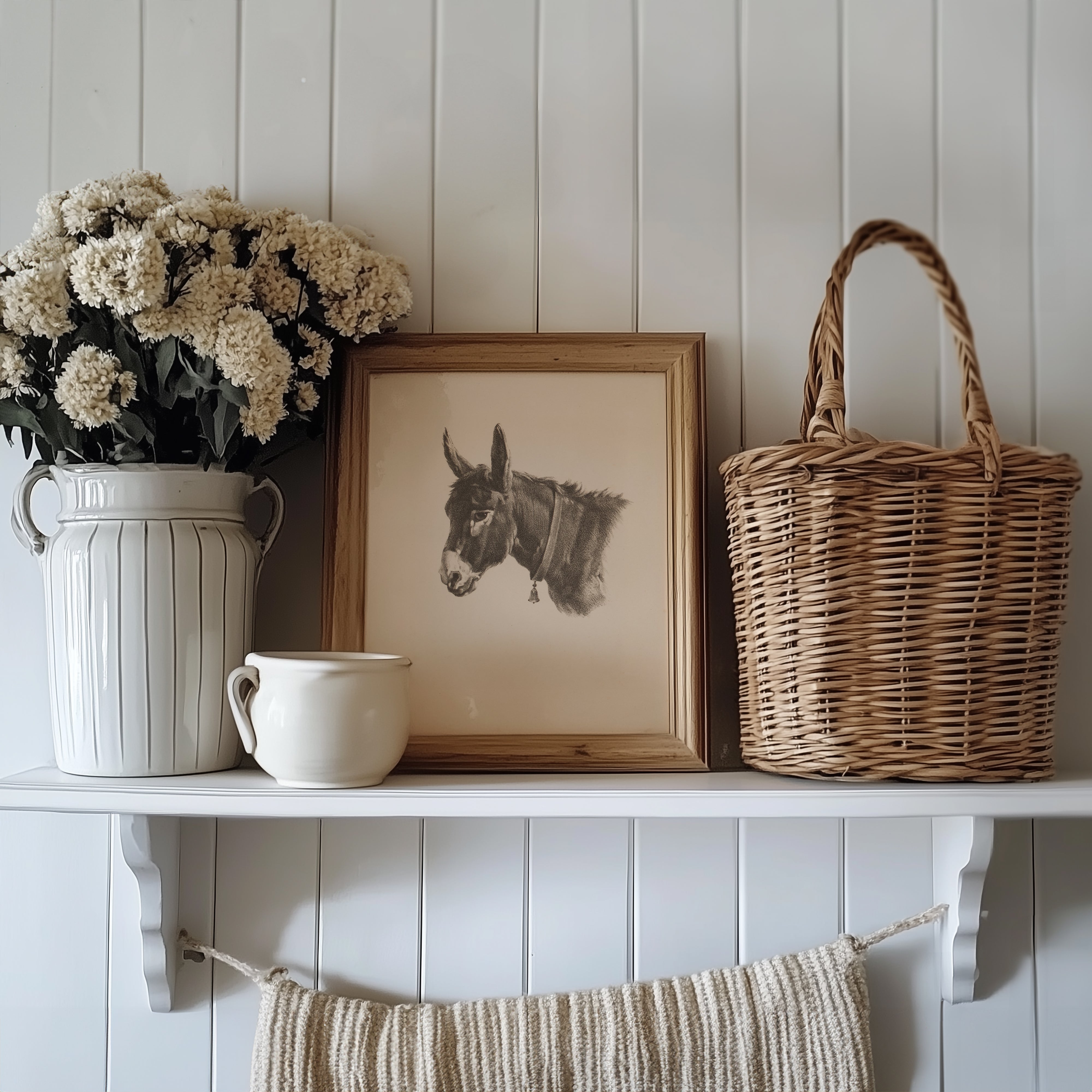 Little Burro Sketch Canvas Wall Art