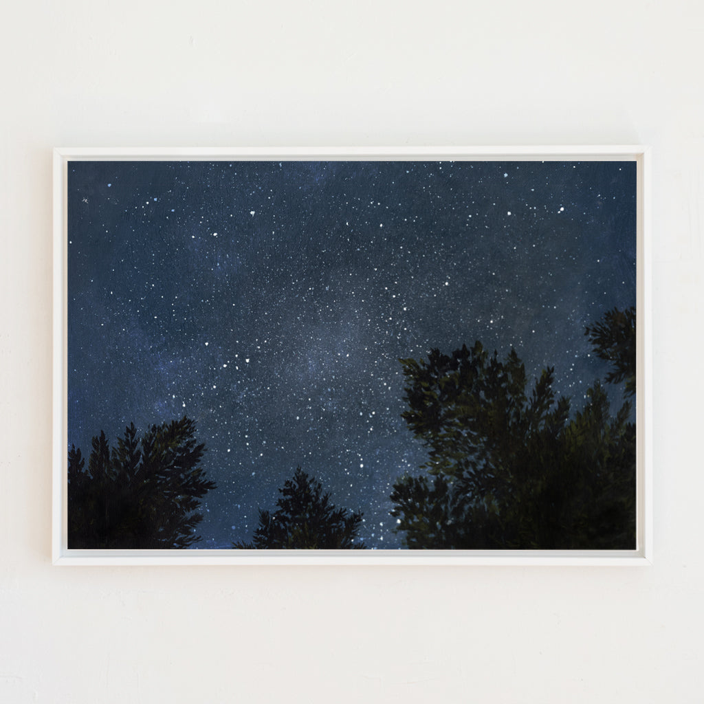 Looking Up at the Night Sky Canvas Wall Art . Rectangle