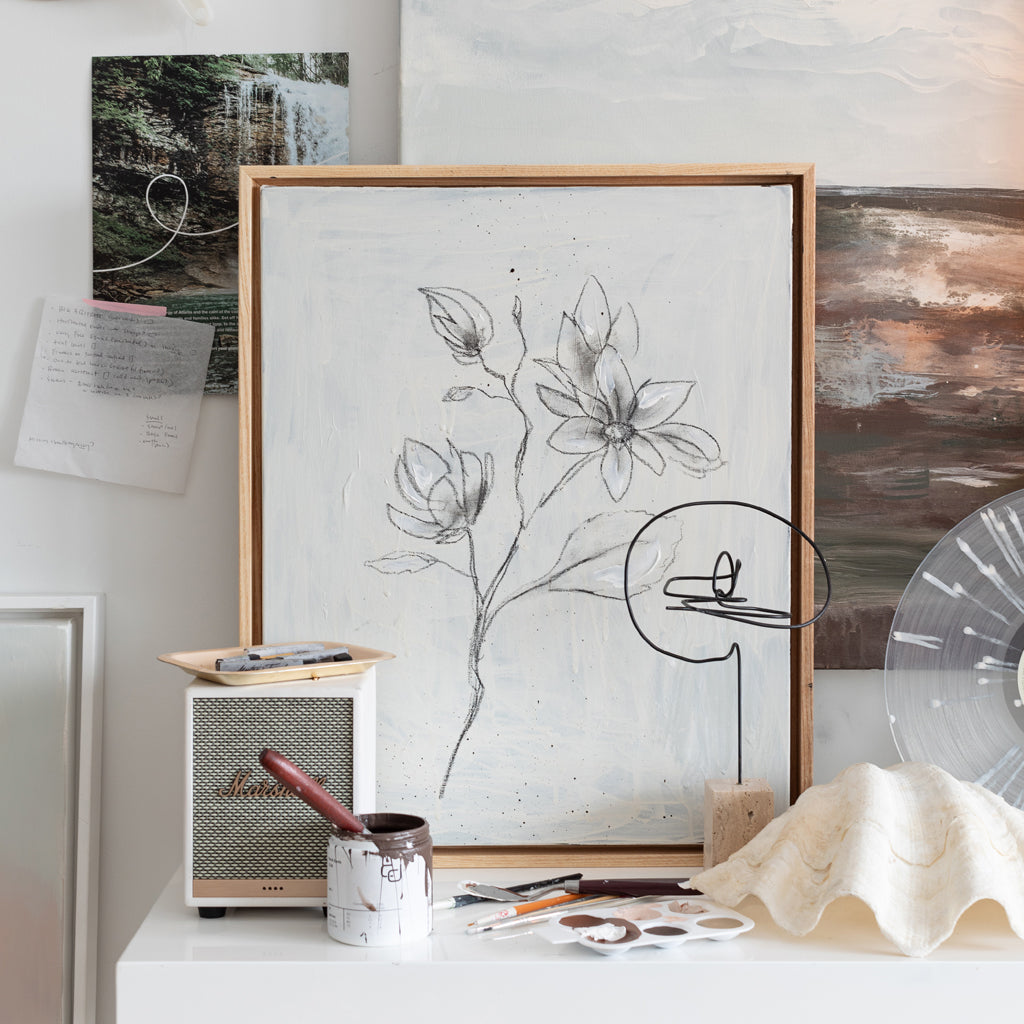 Magnolia Stem Canvas Wall Art