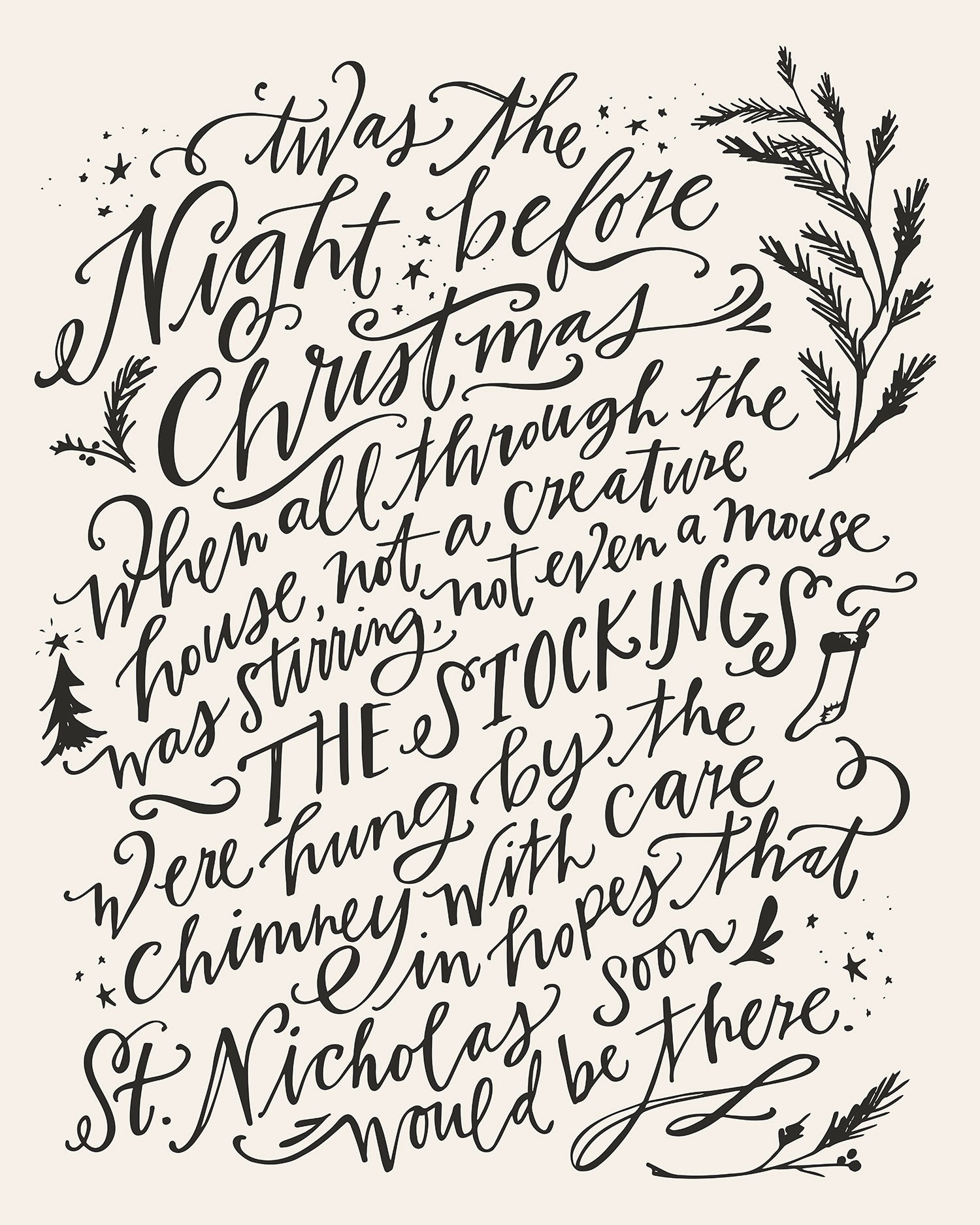 Night Before Christmas Cream Canvas Wall Art