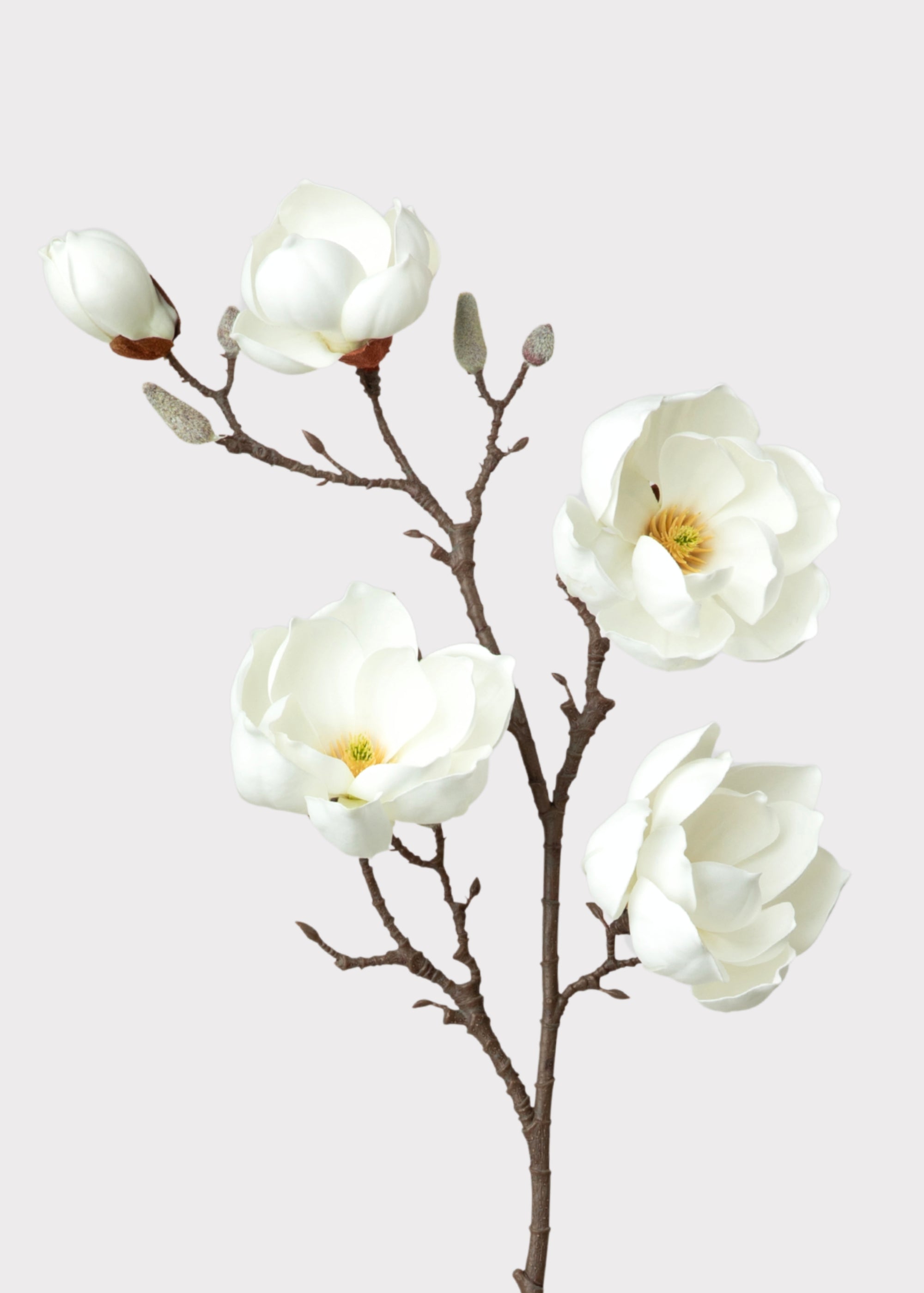 Artificial Magnolia Flower Branch in White - 39"