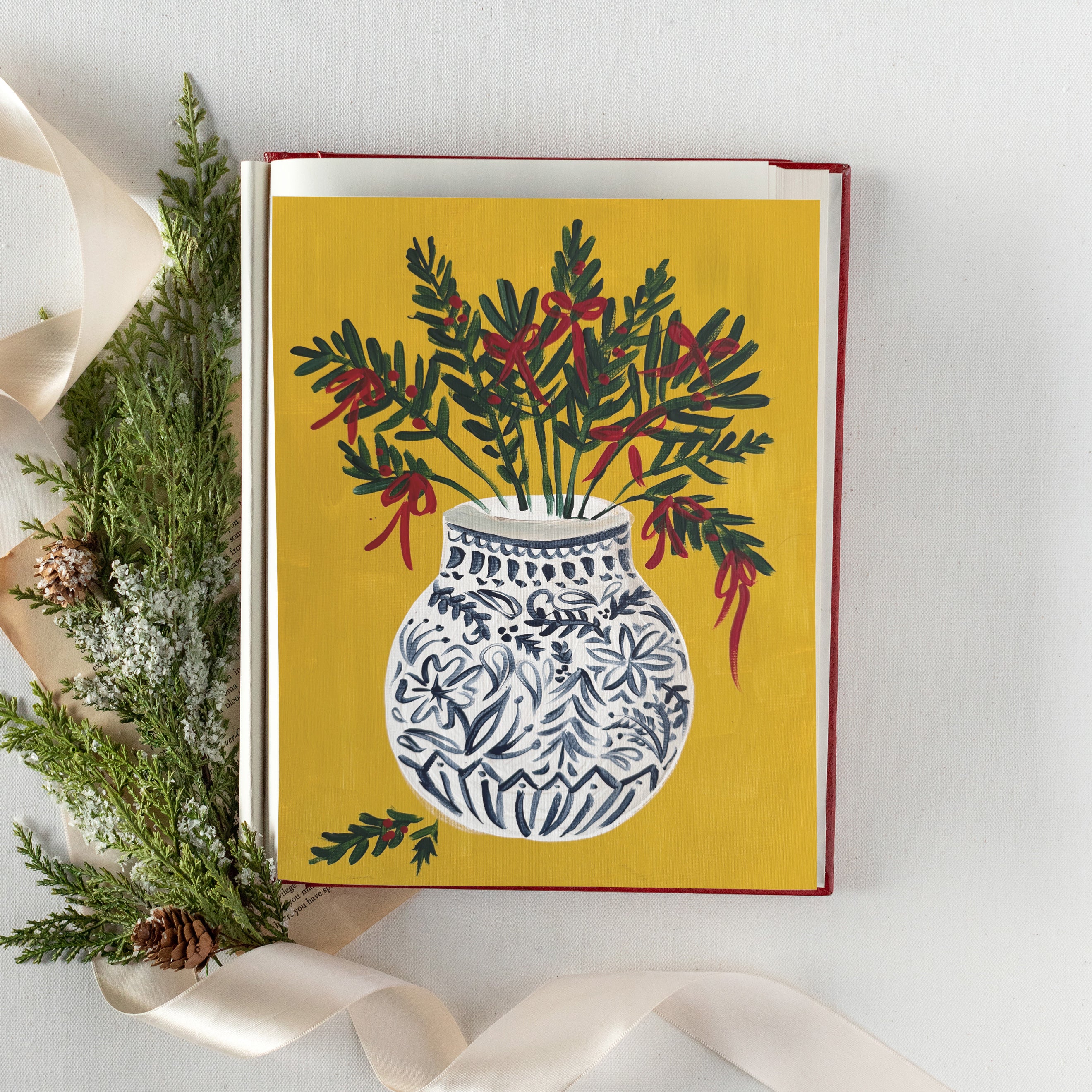 Pines in Ginger Jar Folk Luxe Art Print