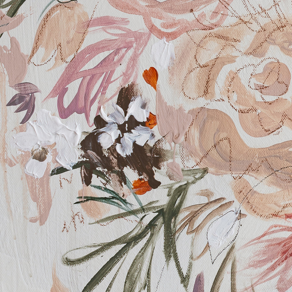 Peachy Dutch Floral Textured Canvas Wall Art