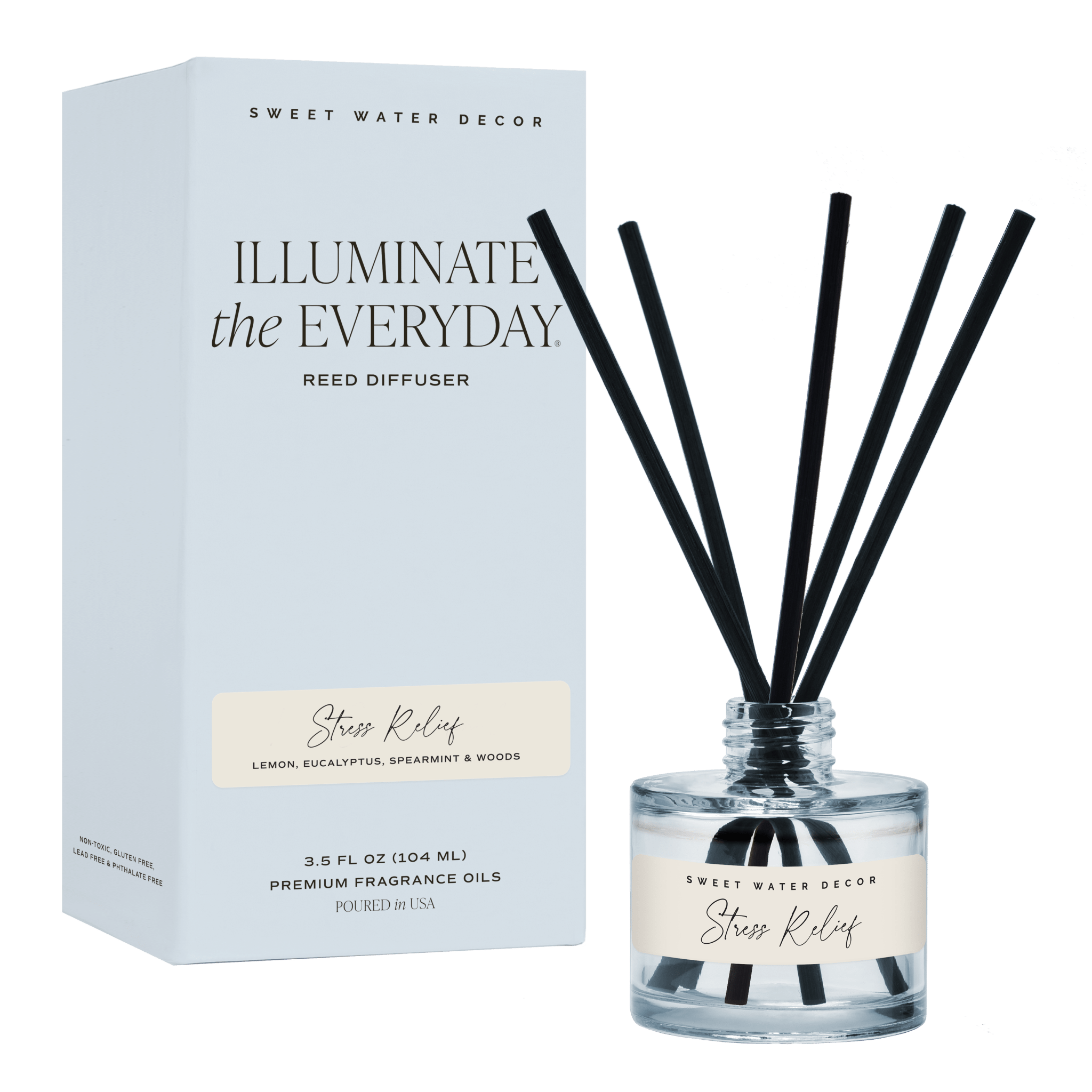 Stress Relief Blue Tinted Glass Jar Reed Diffuser