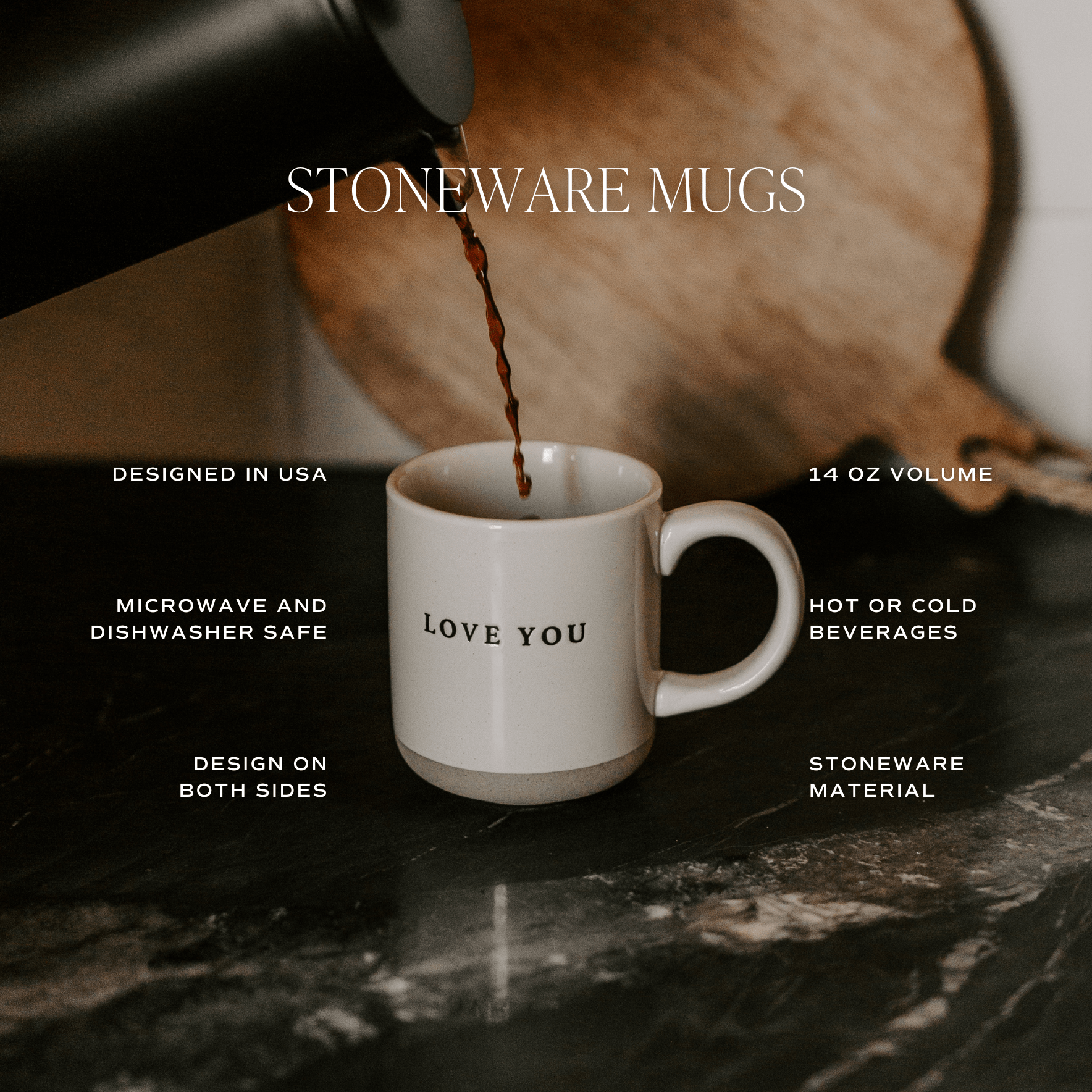 Ghosts 14 oz Black Stoneware Coffee Mug