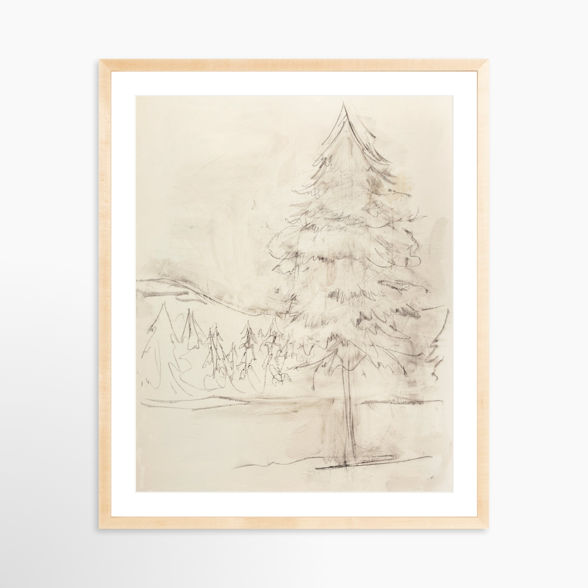 24x30 / Natural Frame + White Mat