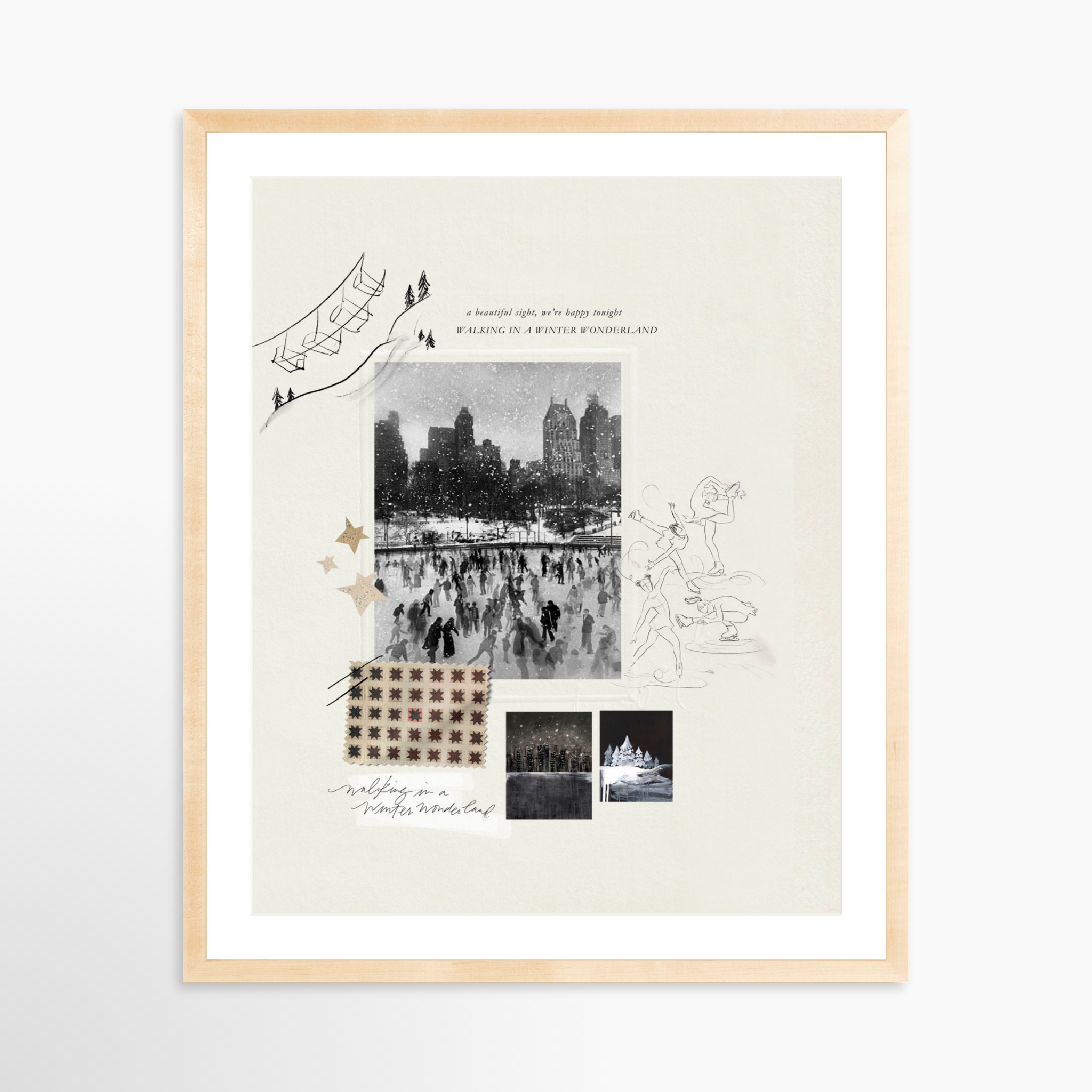 24x30 / Natural Frame + White Mat