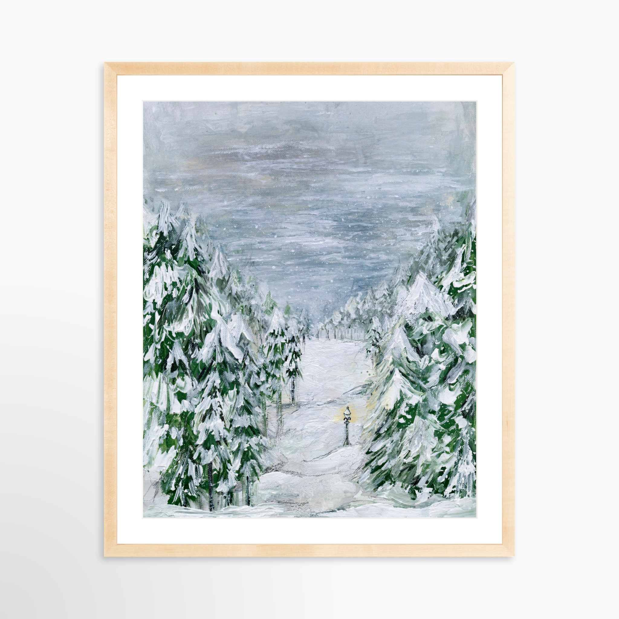 24x30 / Natural Frame + White Mat