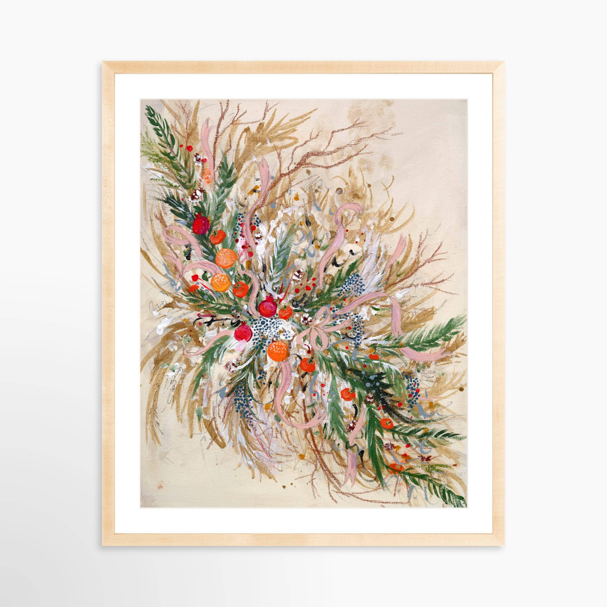 24x30 / Natural Frame + White Mat