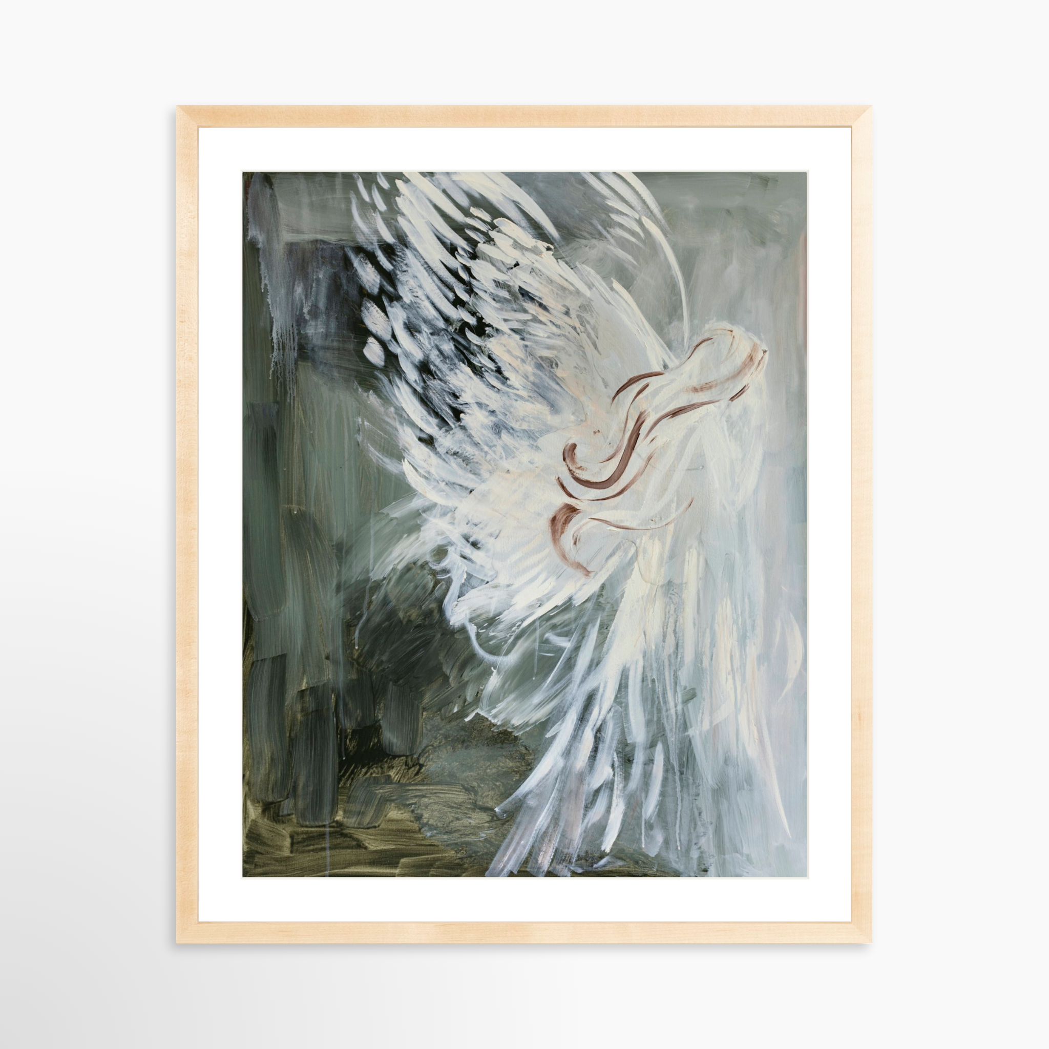 24x30 / Natural Frame + White Mat