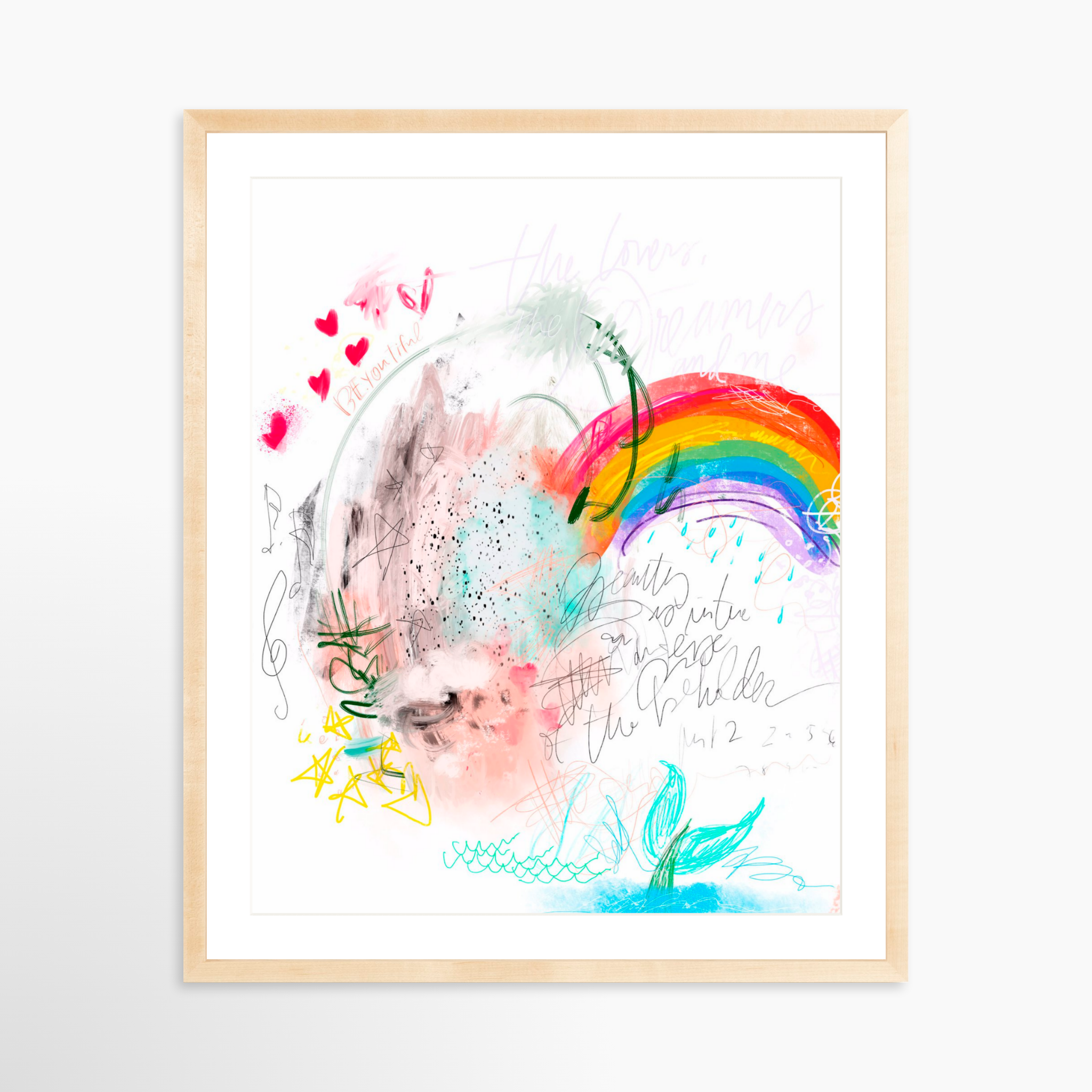 24x30 / Natural Frame + White Mat