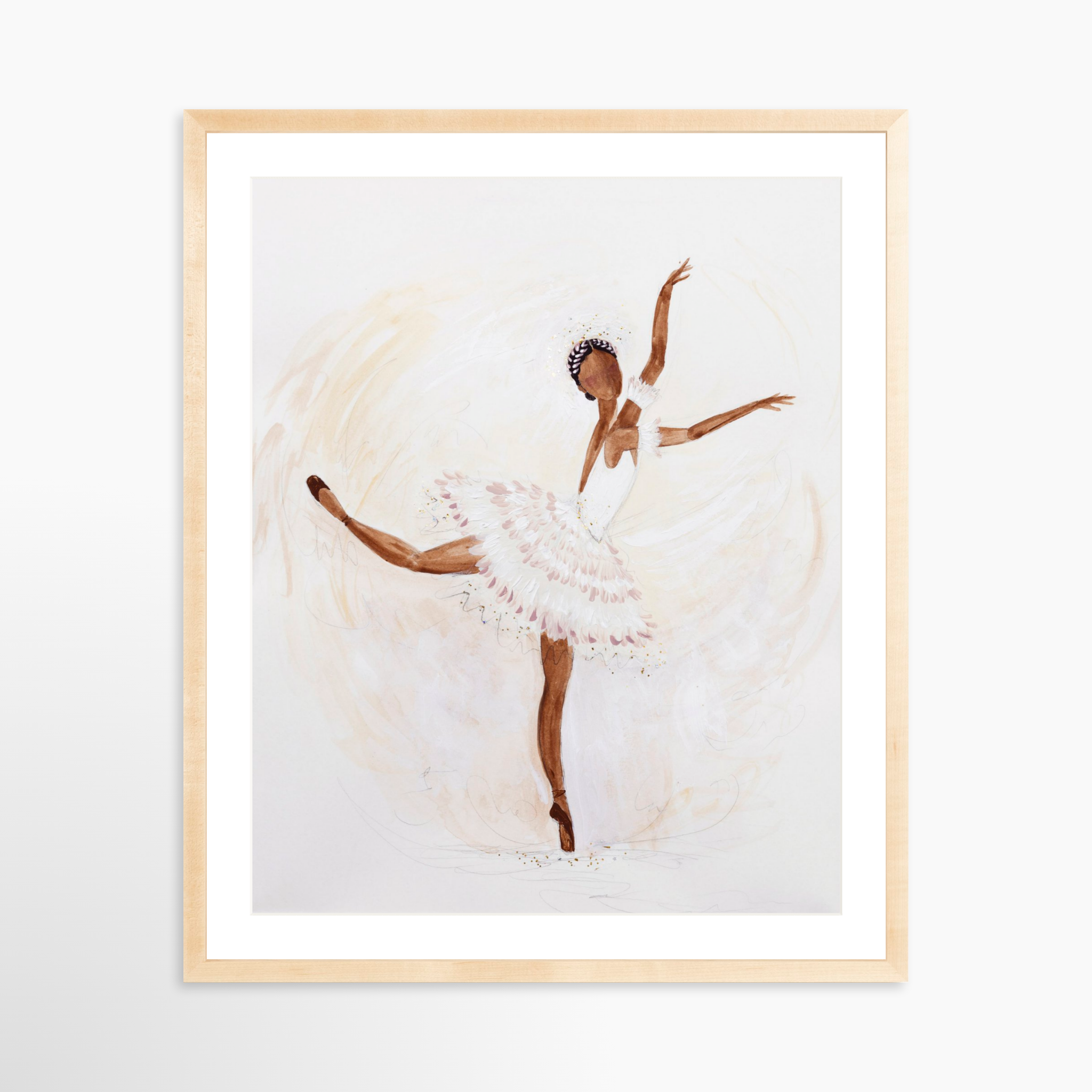 24x30 / Natural Frame + White Mat