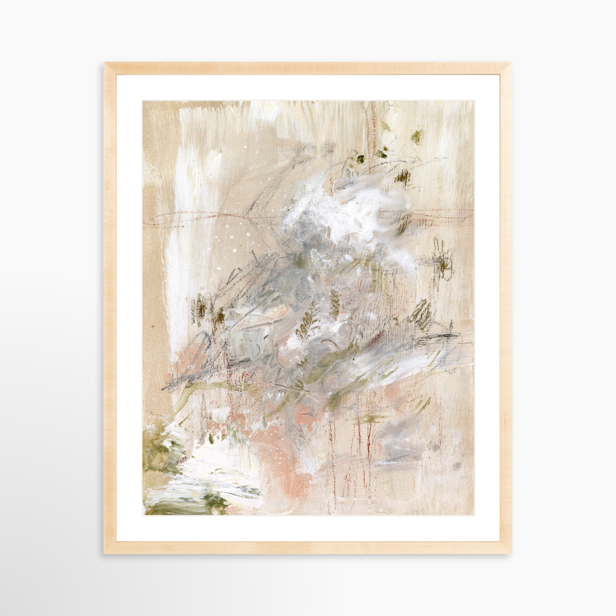 24x30 / Natural Frame + White Mat