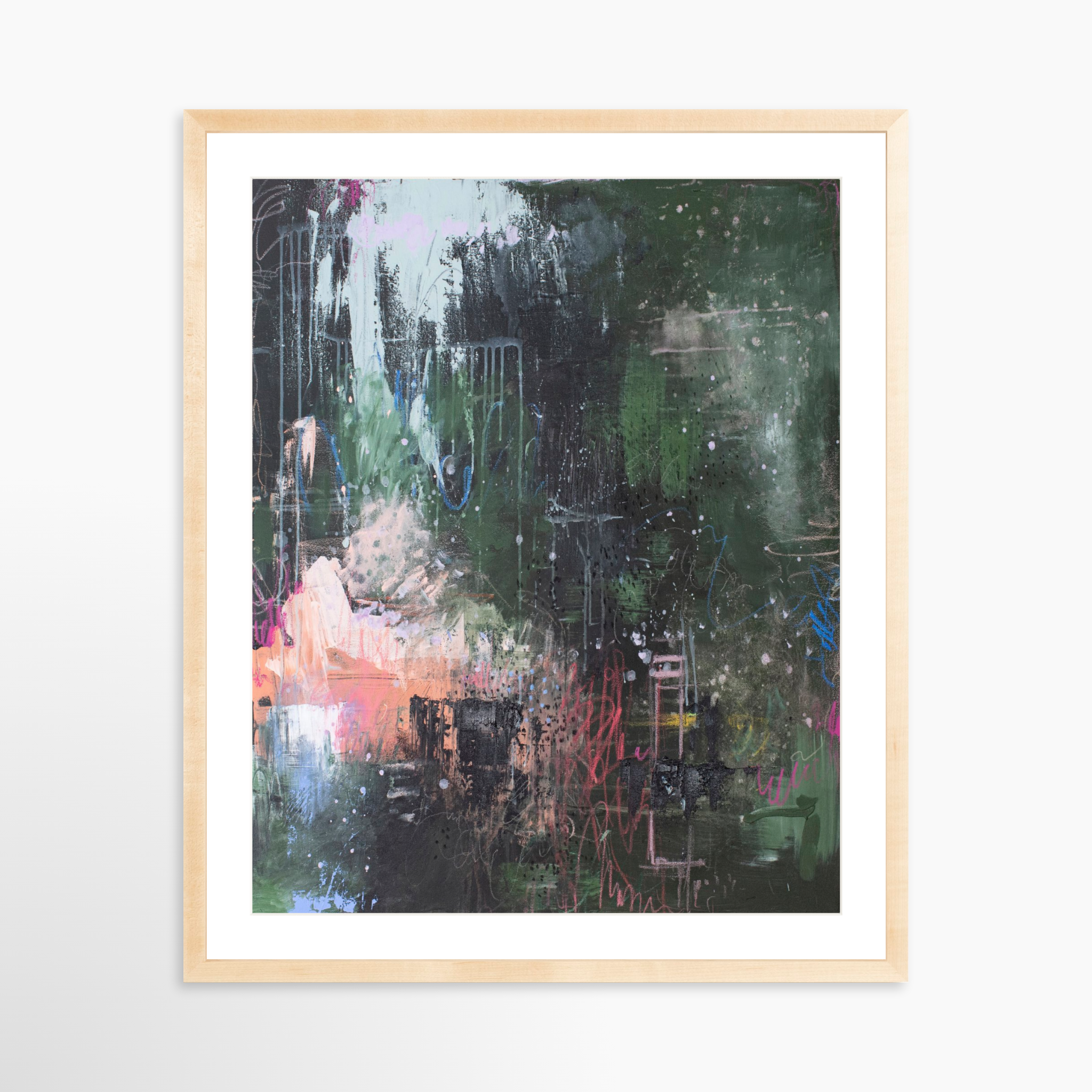 24x30 / Natural Frame + White Mat