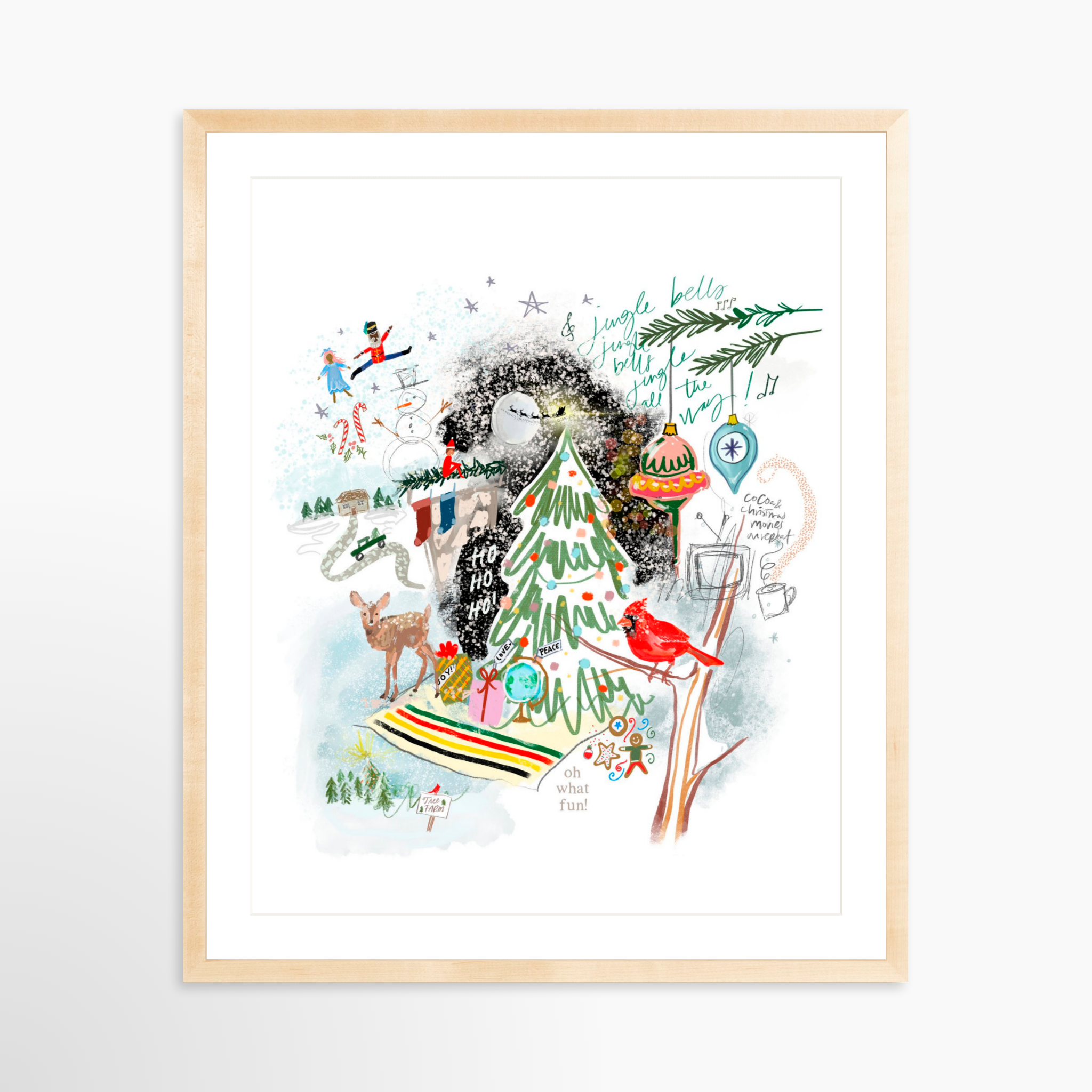 24x30 / Natural Frame + White Mat