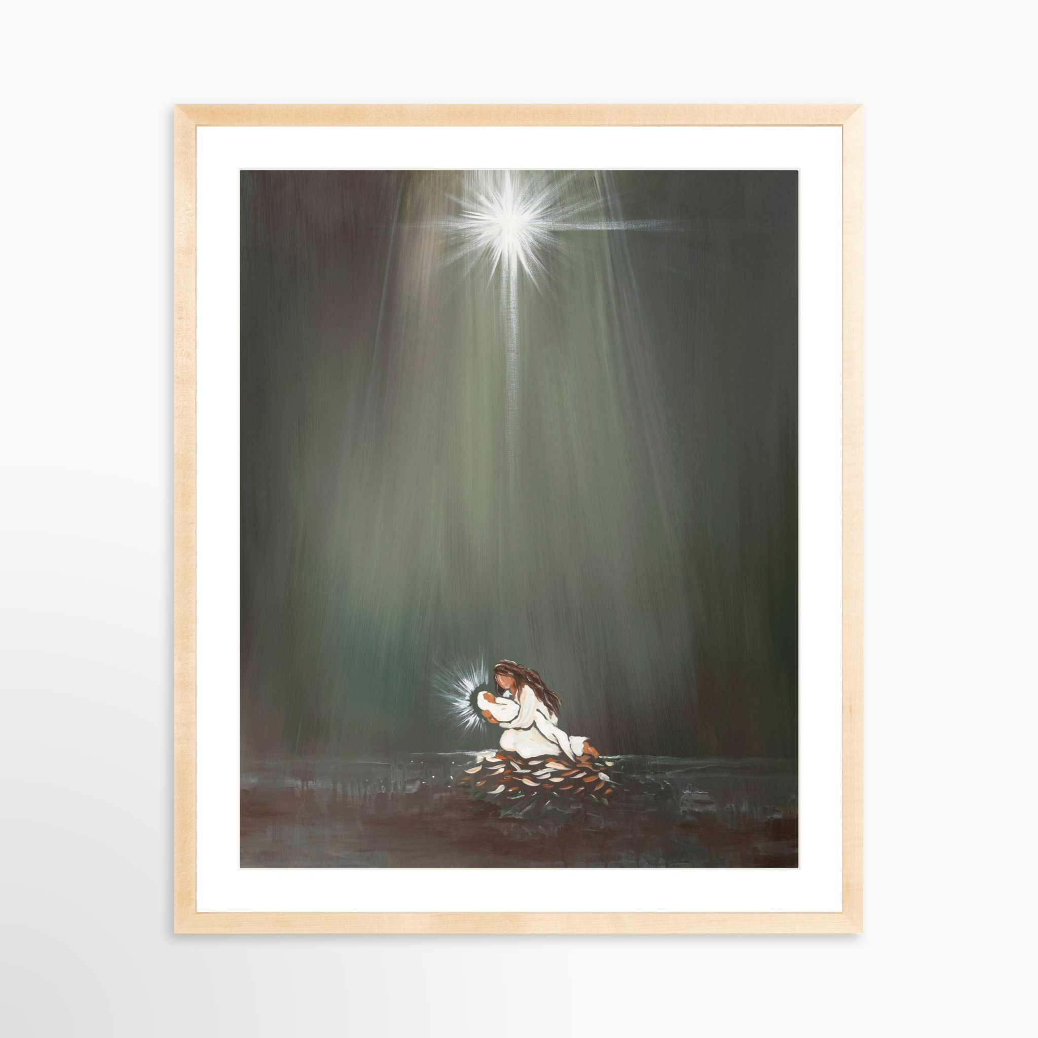 24x30 / Natural Frame + White Mat