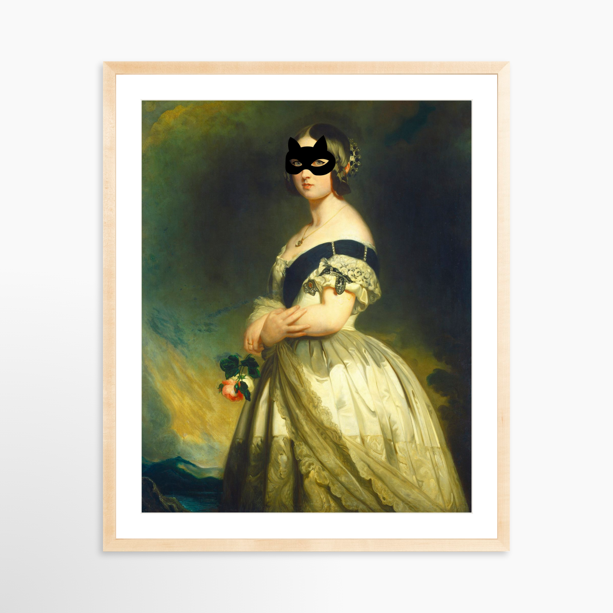 24x30 / Natural Frame + White Mat