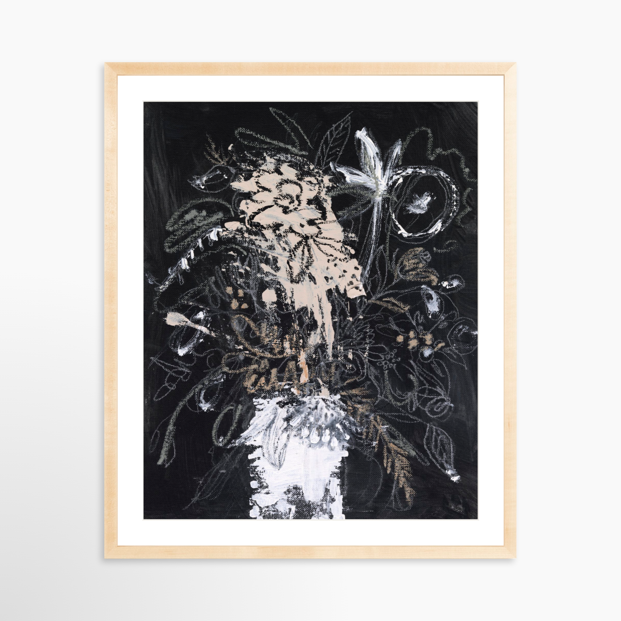 24x30 / Natural Frame + White Mat