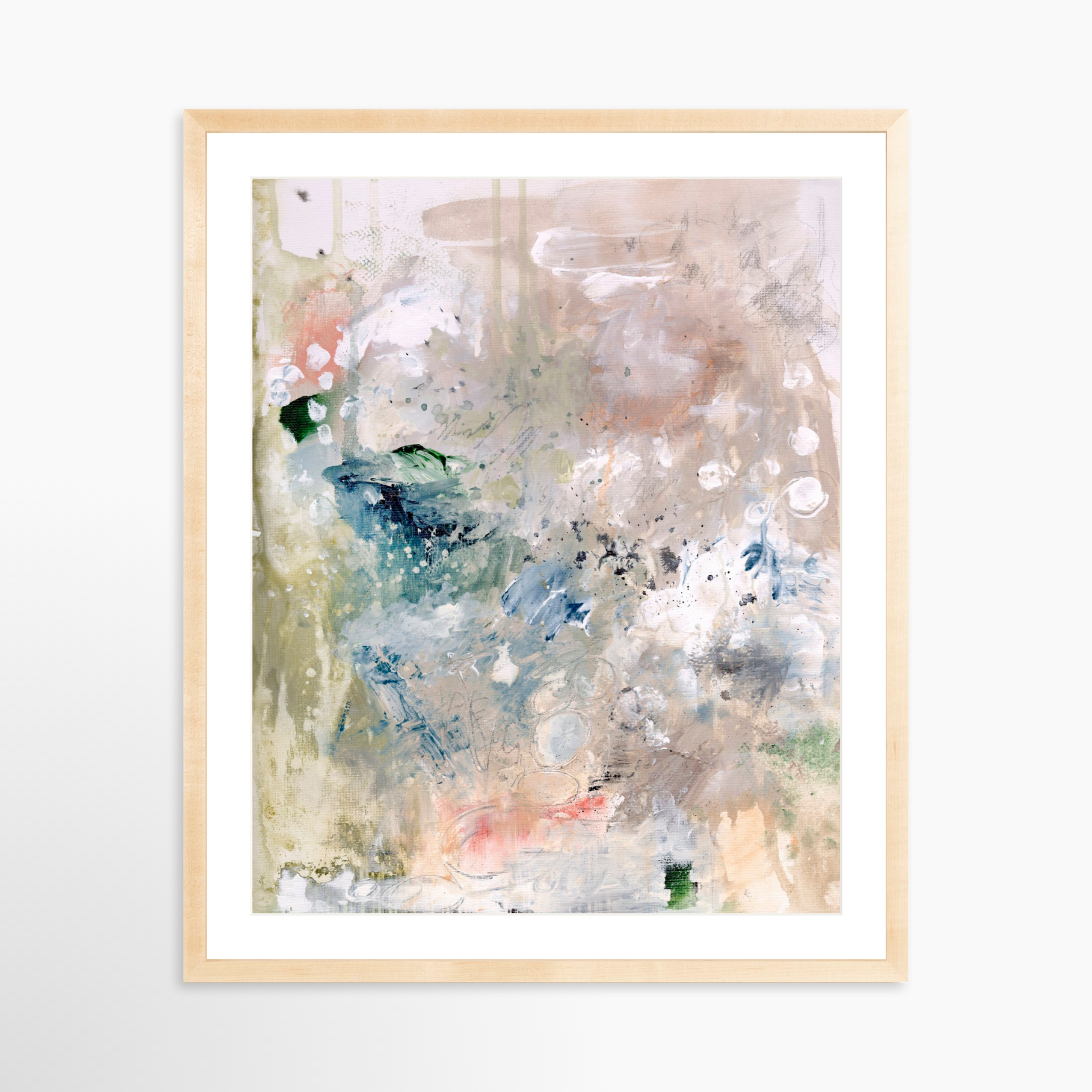 24x30 / Natural Frame + White Mat