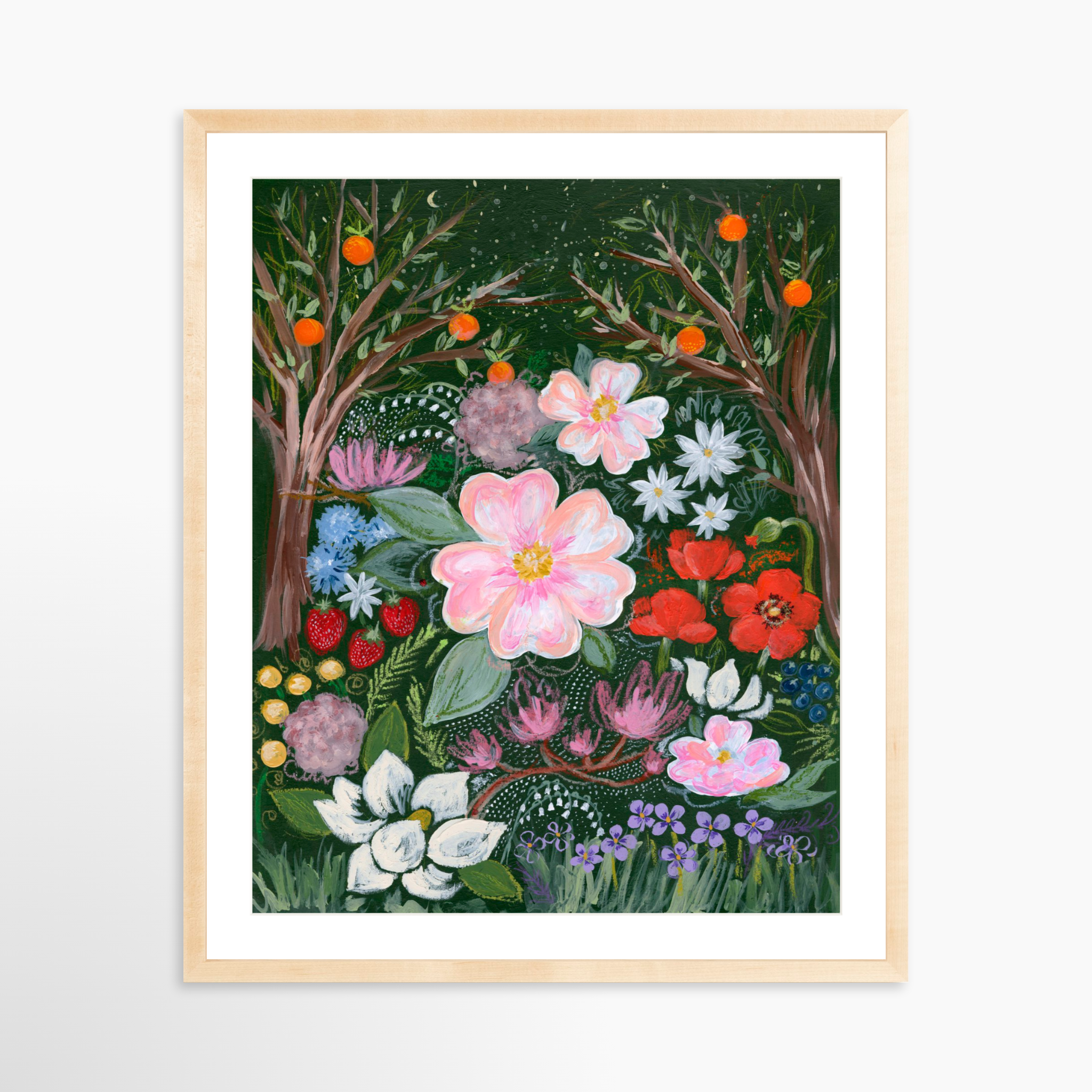 24x30 / Natural Frame + White Mat