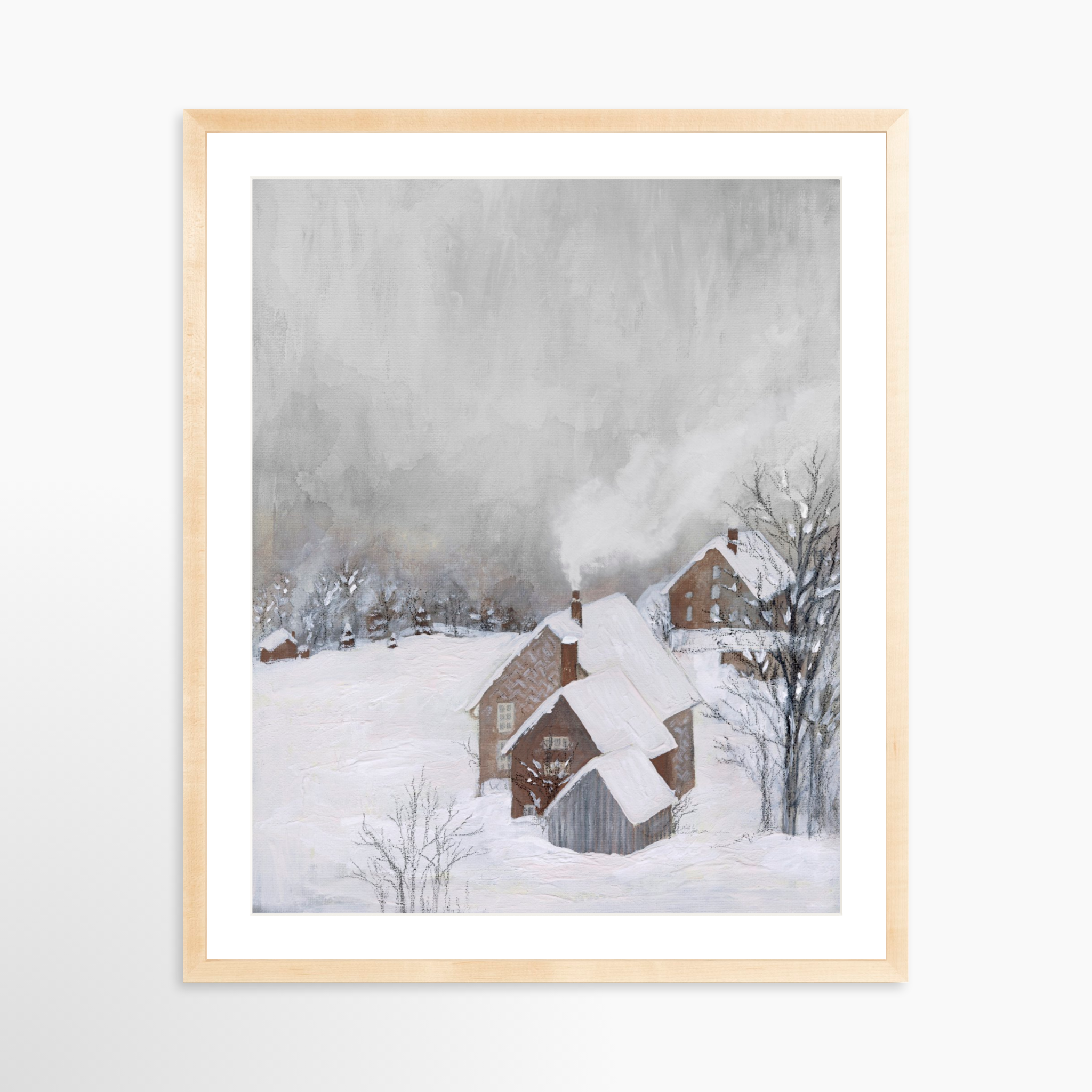 24x30 / Natural Frame + White Mat