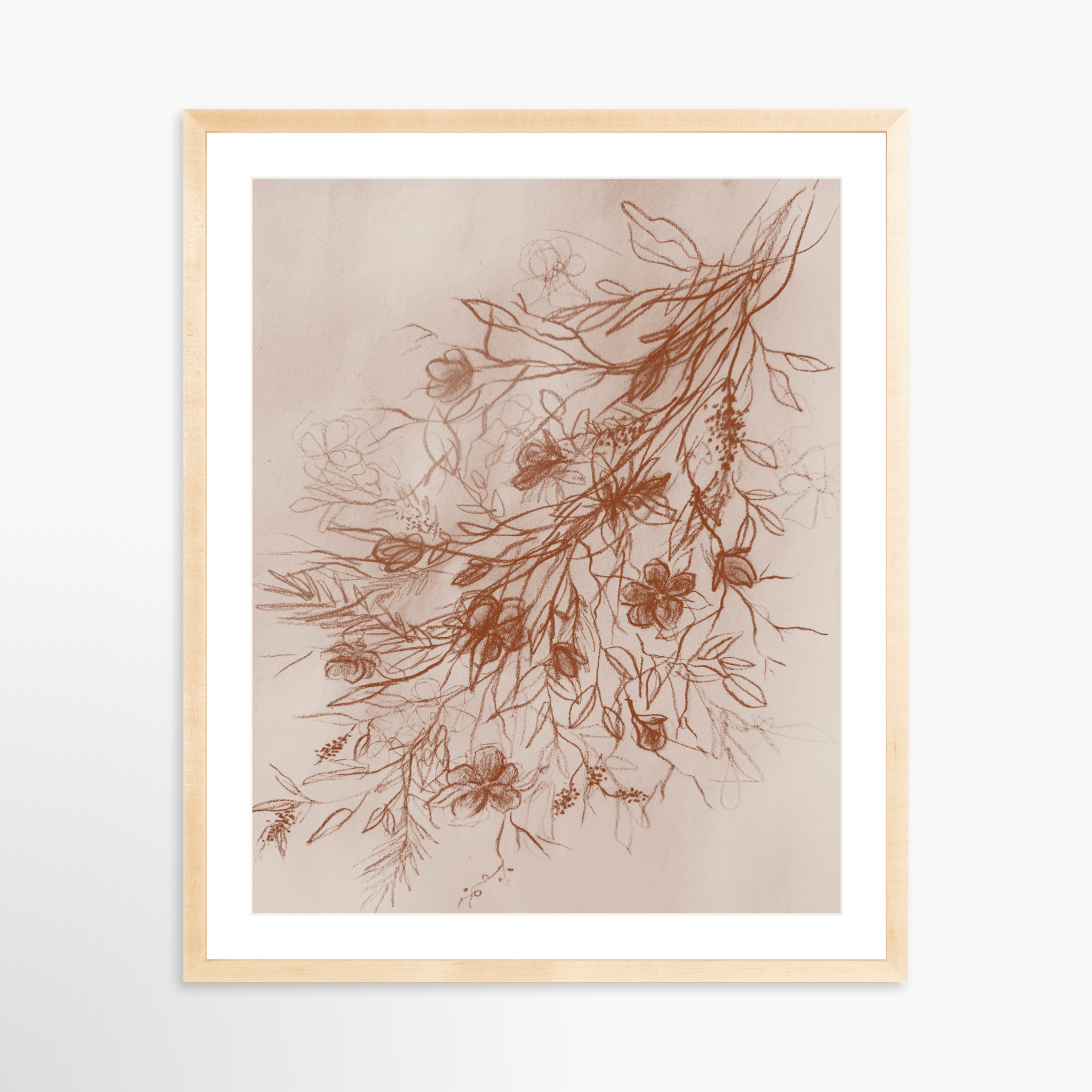 24x30 / Natural Frame + White Mat