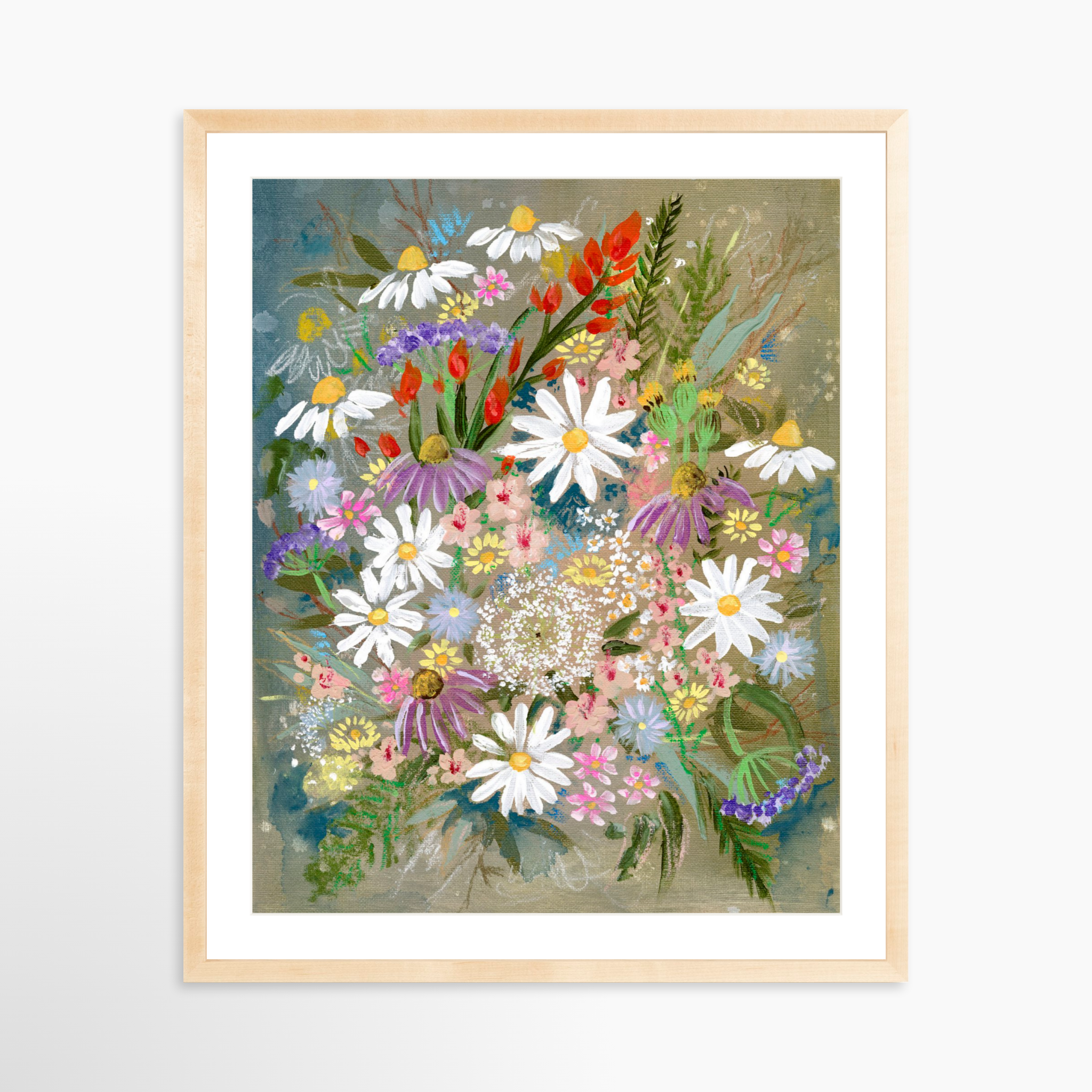 24x30 / Natural Frame + White Mat