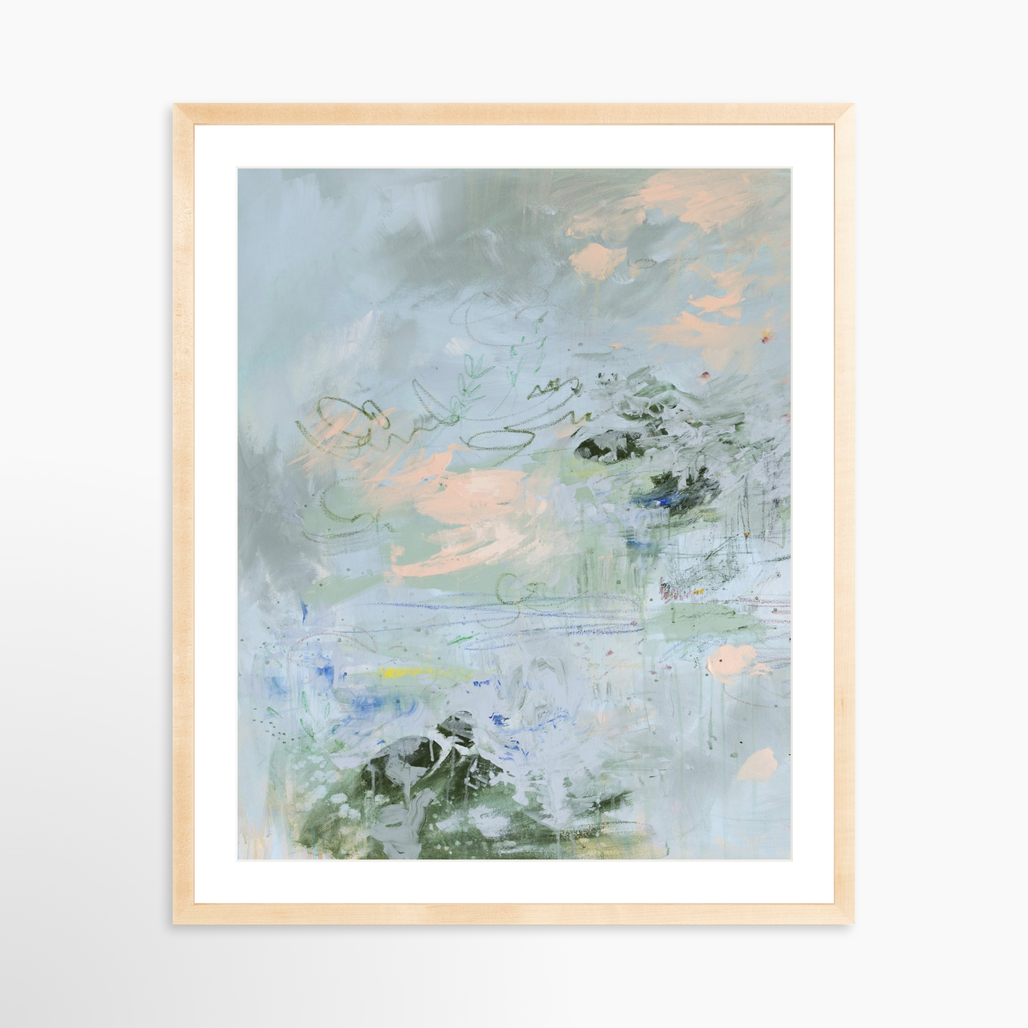 24x30 / Natural Frame + White Mat