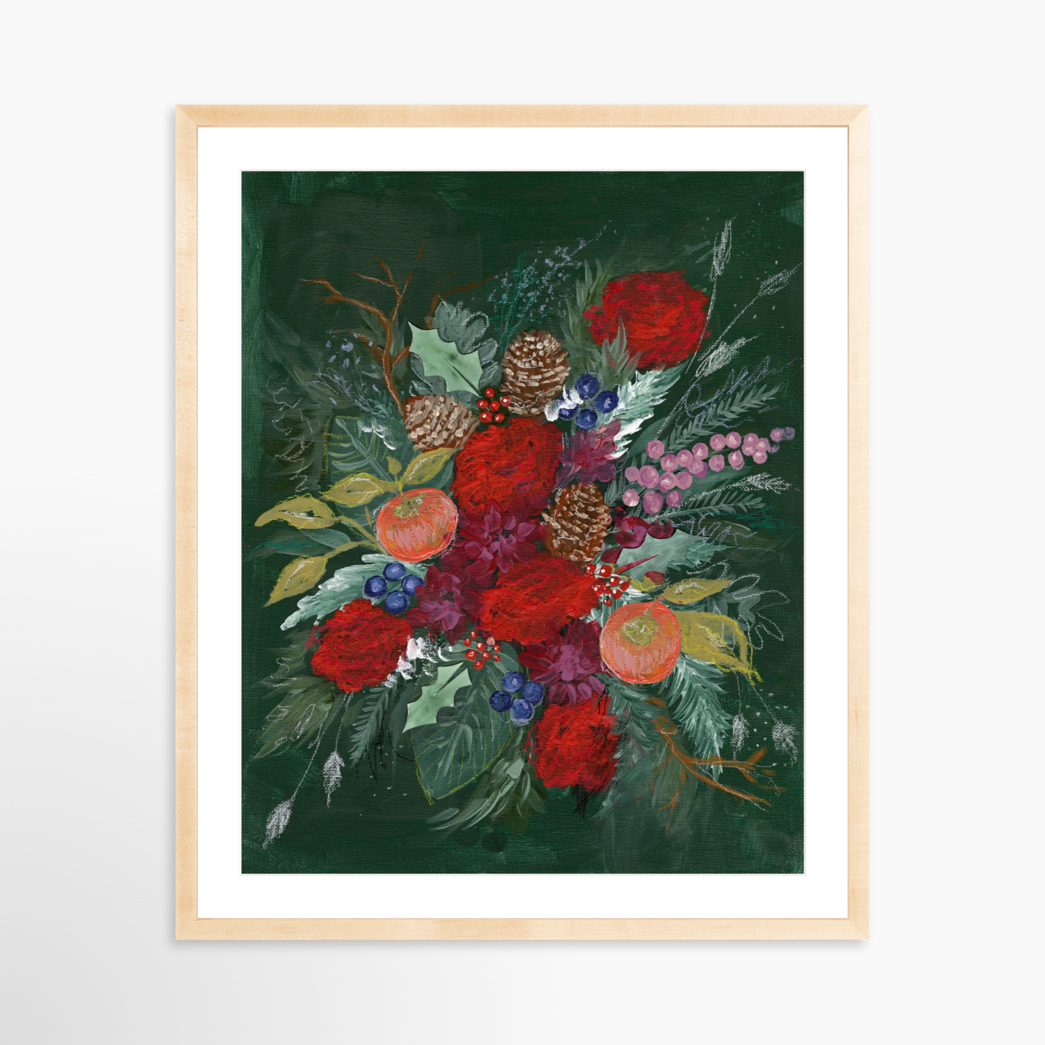 24x30 / Natural Frame + White Mat