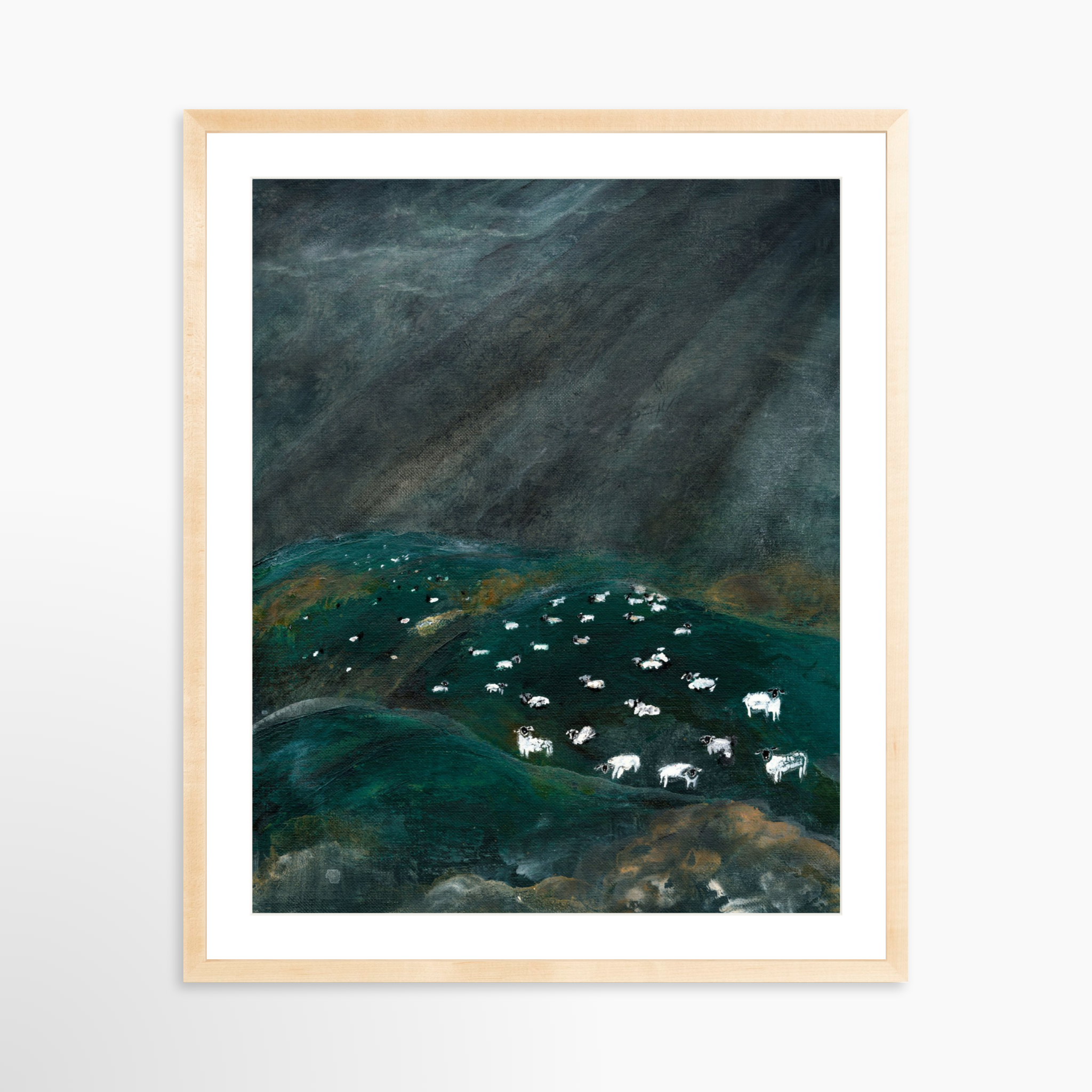 24x30 / Natural Frame + White Mat