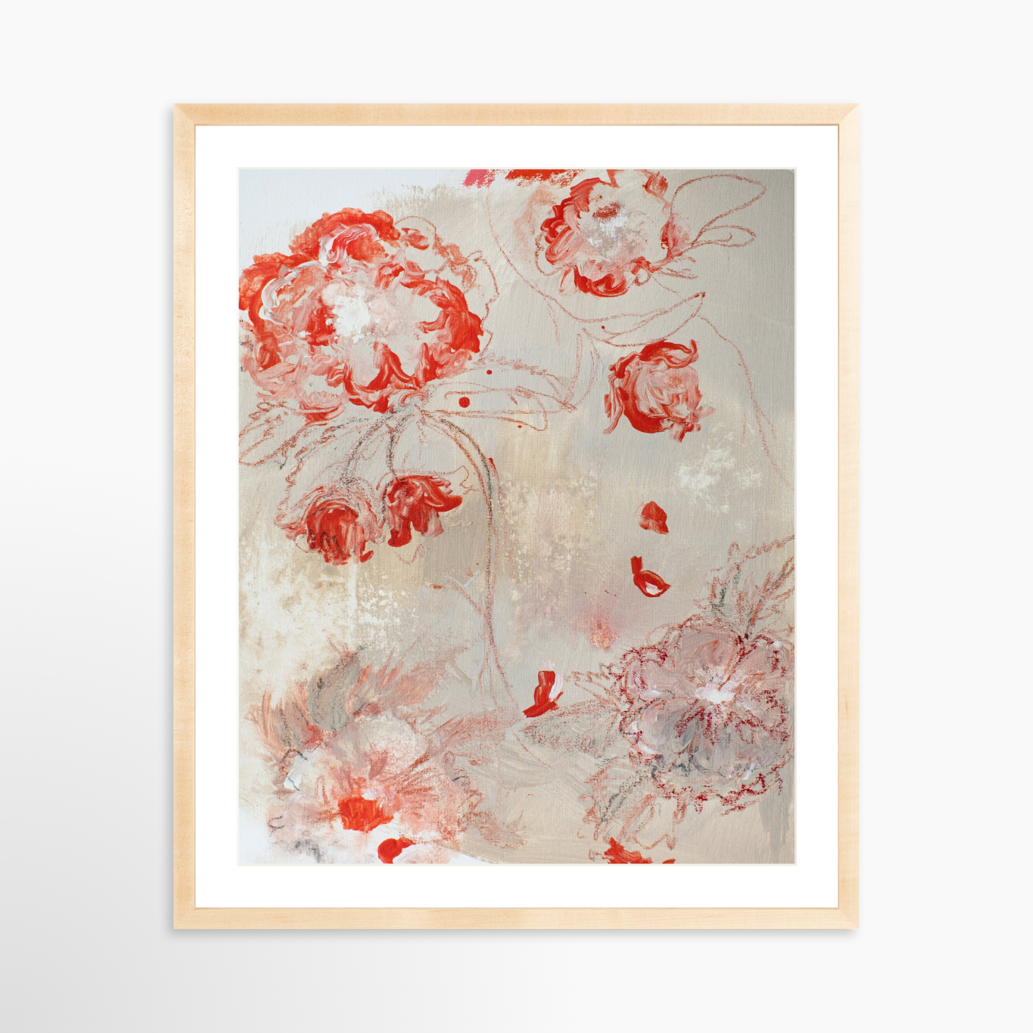 24x30 / Natural Frame + White Mat